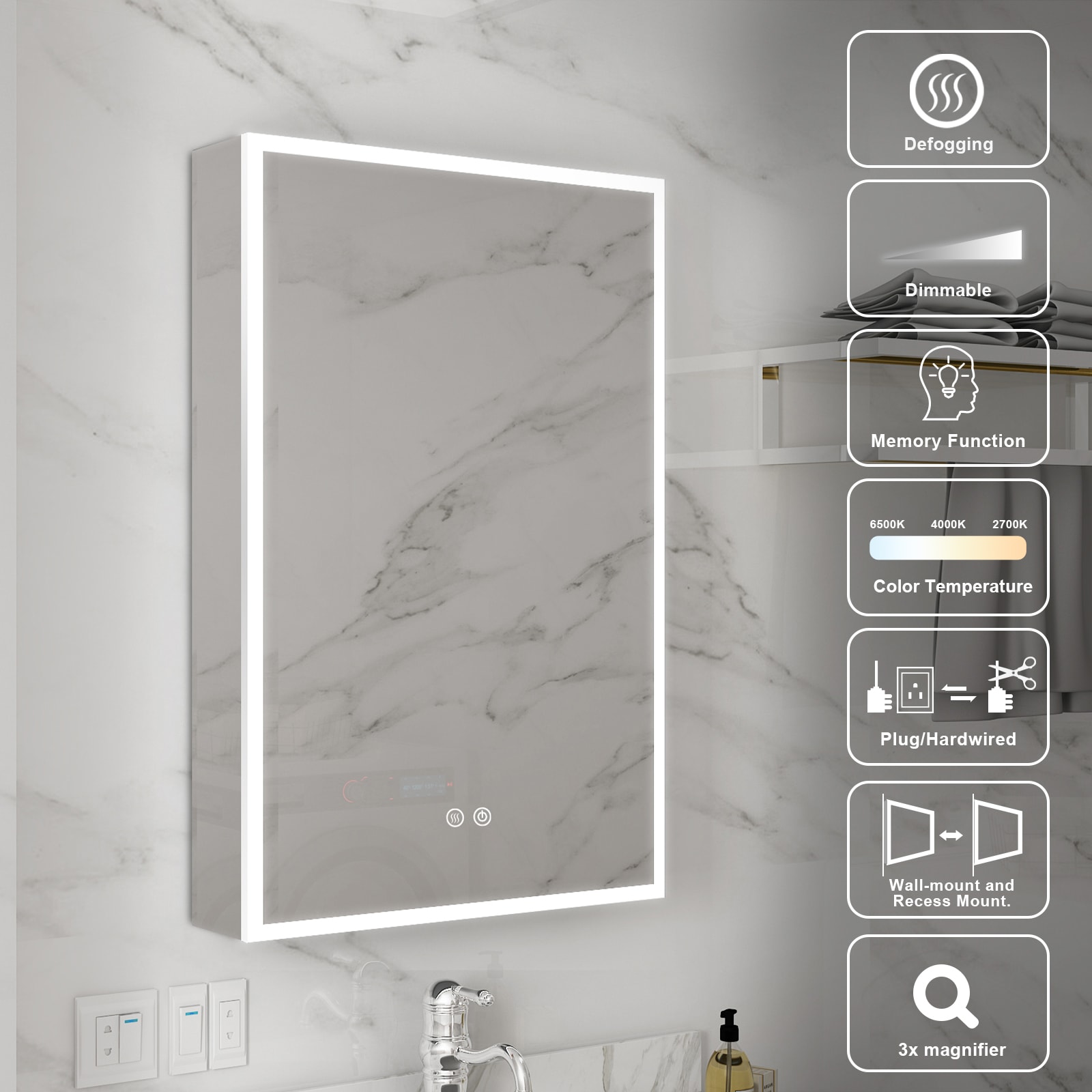 WELLFOR W8MCL2030R Bathroom-Medicine-Cabinets - View #14