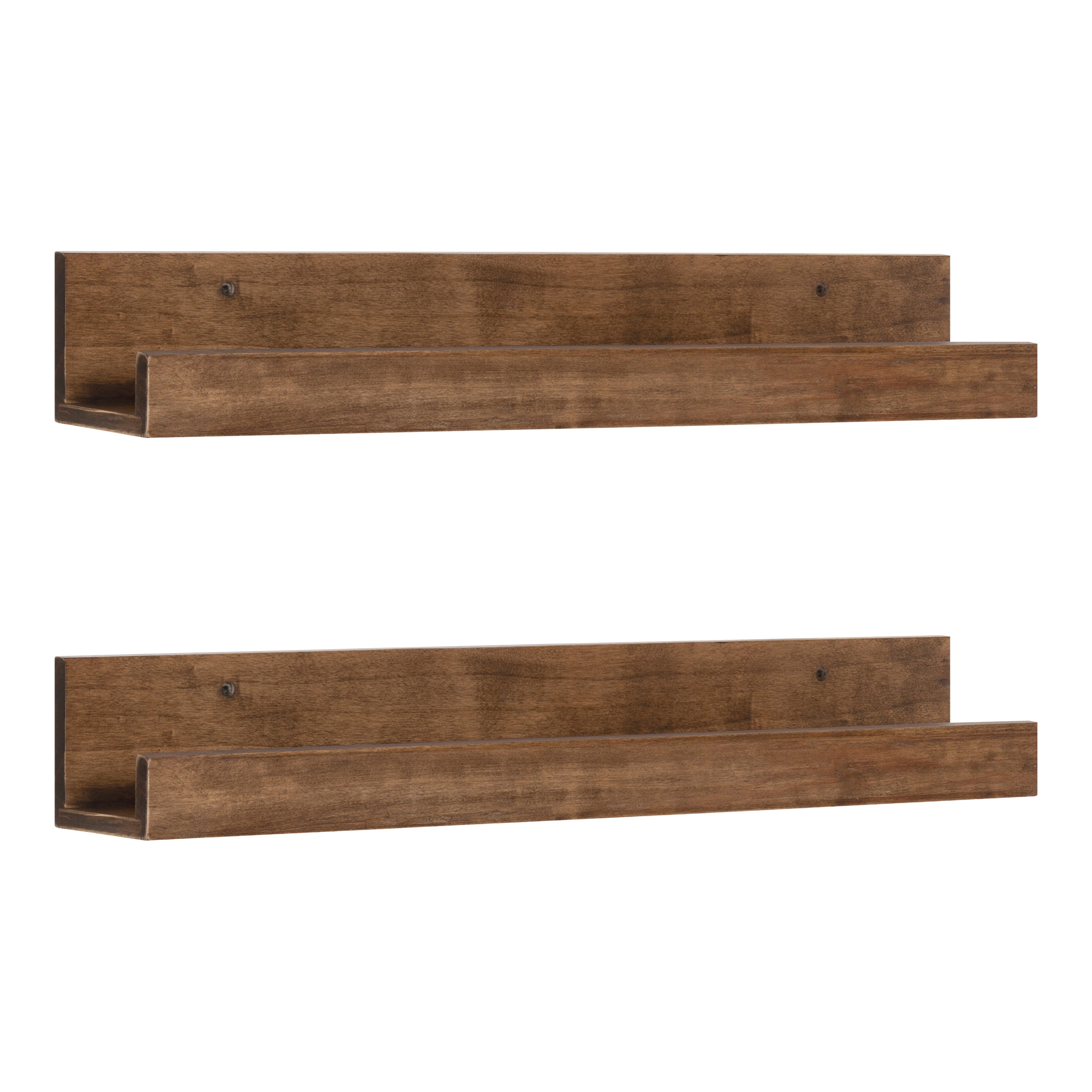 Kate and Laurel Rustic Brown Wood Floating Shelf 24-in L x 3.5-in D (2  Decorative Shelves) at