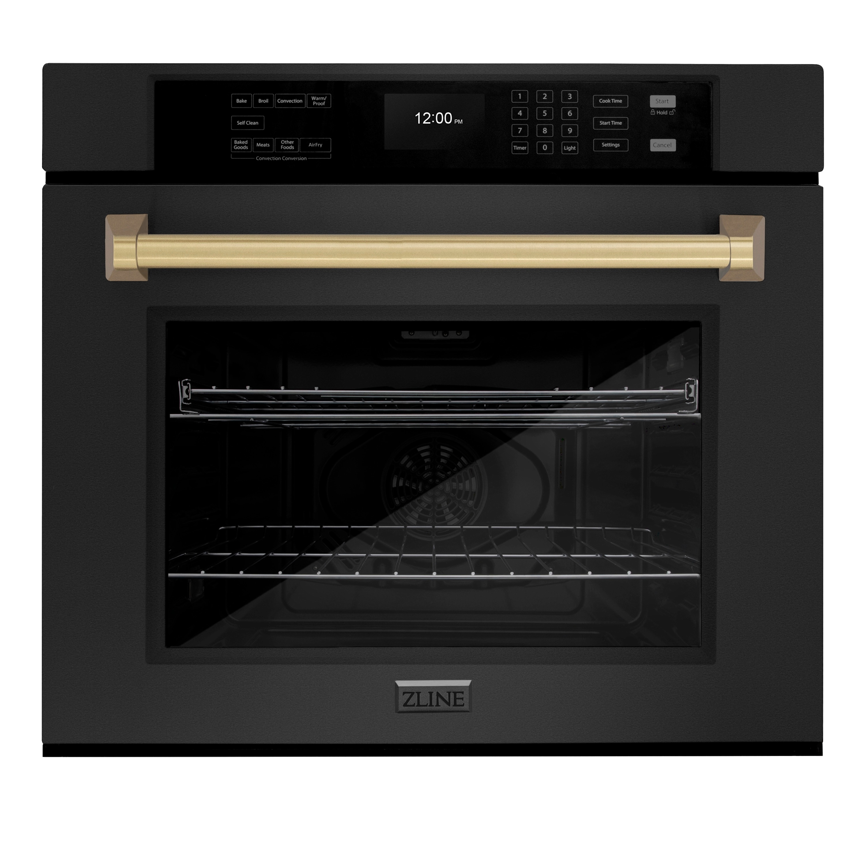 ZLINE KITCHEN & BATH WASBZ-30-CB 30 inch Single Electric Wall Oven with Air Fry True Convection and Self-cleaning ( Black Stainless Steel with Champagne Bronze Accents )