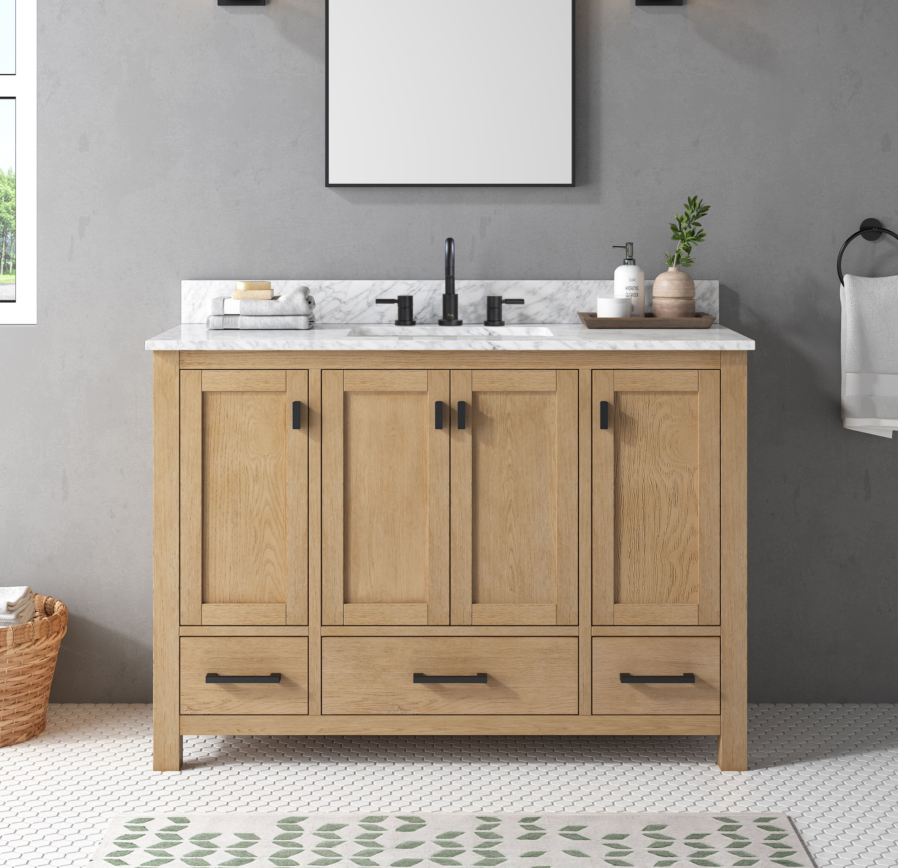 Avanity 49-in Brushed Oak Undermount Single Sink Bathroom Vanity with ...