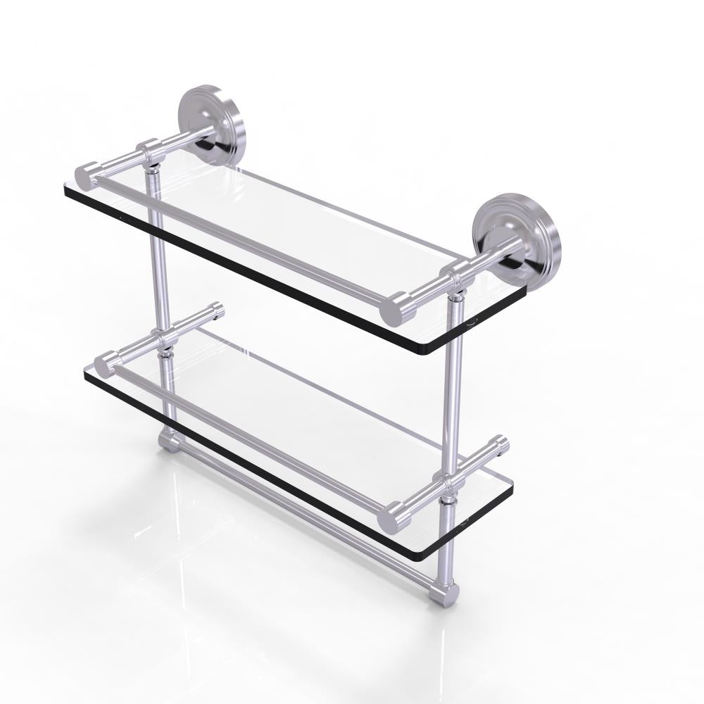 Allied Brass Clearview 16-in Glass Wall Mount Shelf with Gallery Rail and  Towel Bar - Satin Brass