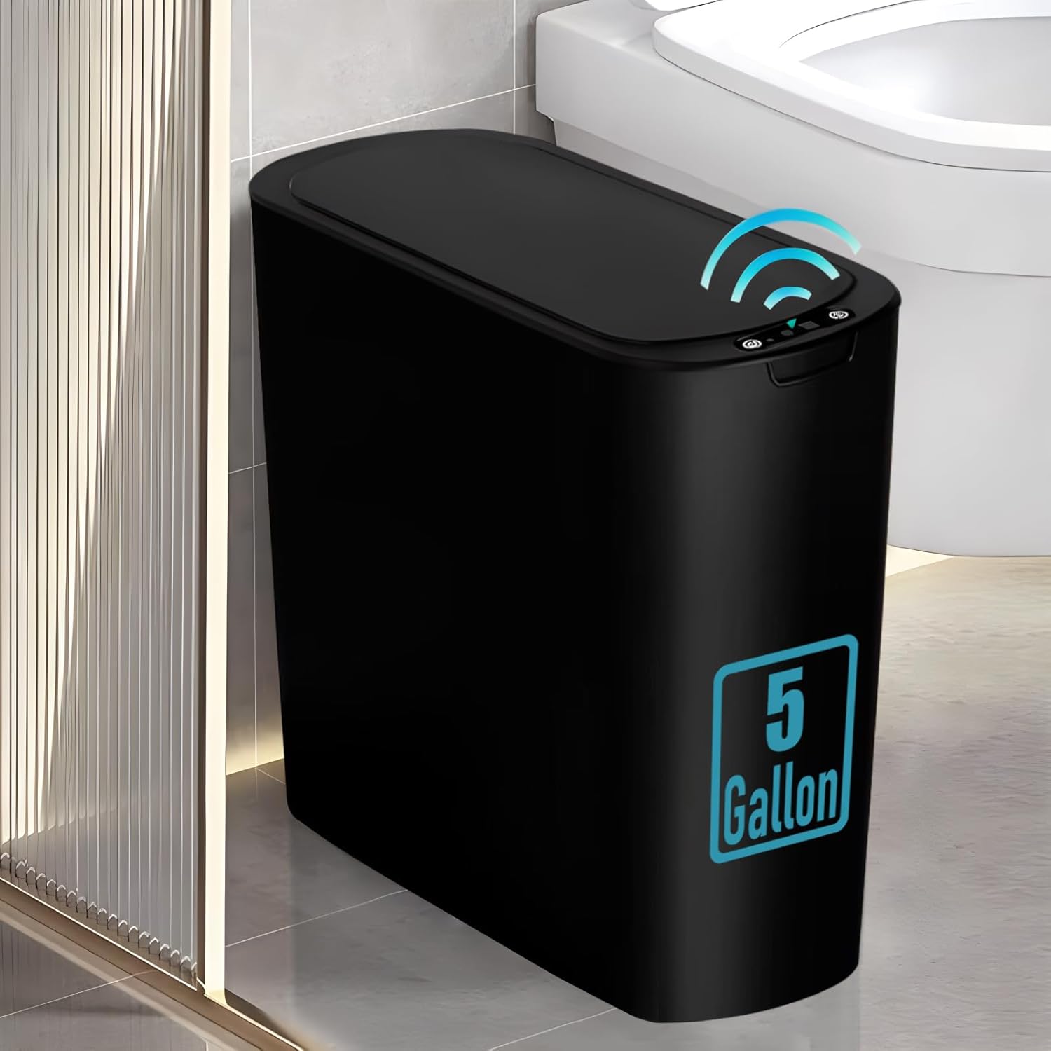 5 Gallon Motion Senor Bathroom Trash Can with Lid Automatic Garbage Can Touchless Smart Plastic ...