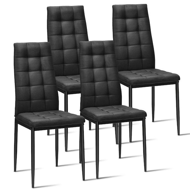 Wellfor 4 Piece Dining Chair High Back, Black Fabric High Back Dining Chairs