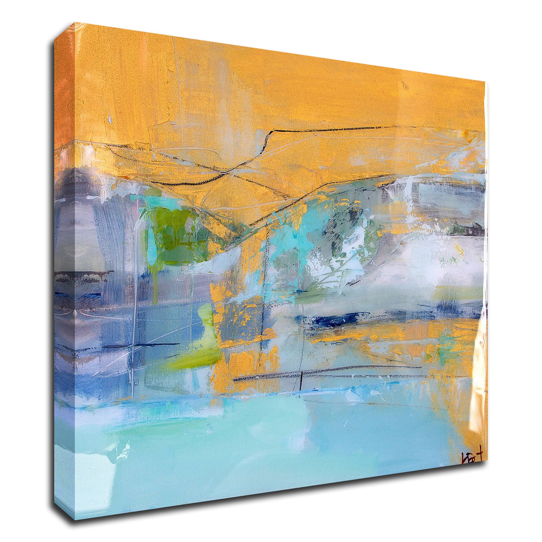 Tangletown Fine Art 8D1985DC-1616 Mint Lake Kym De Los Reyes 16-in H x 16-in W Abstract Print on Canvas
