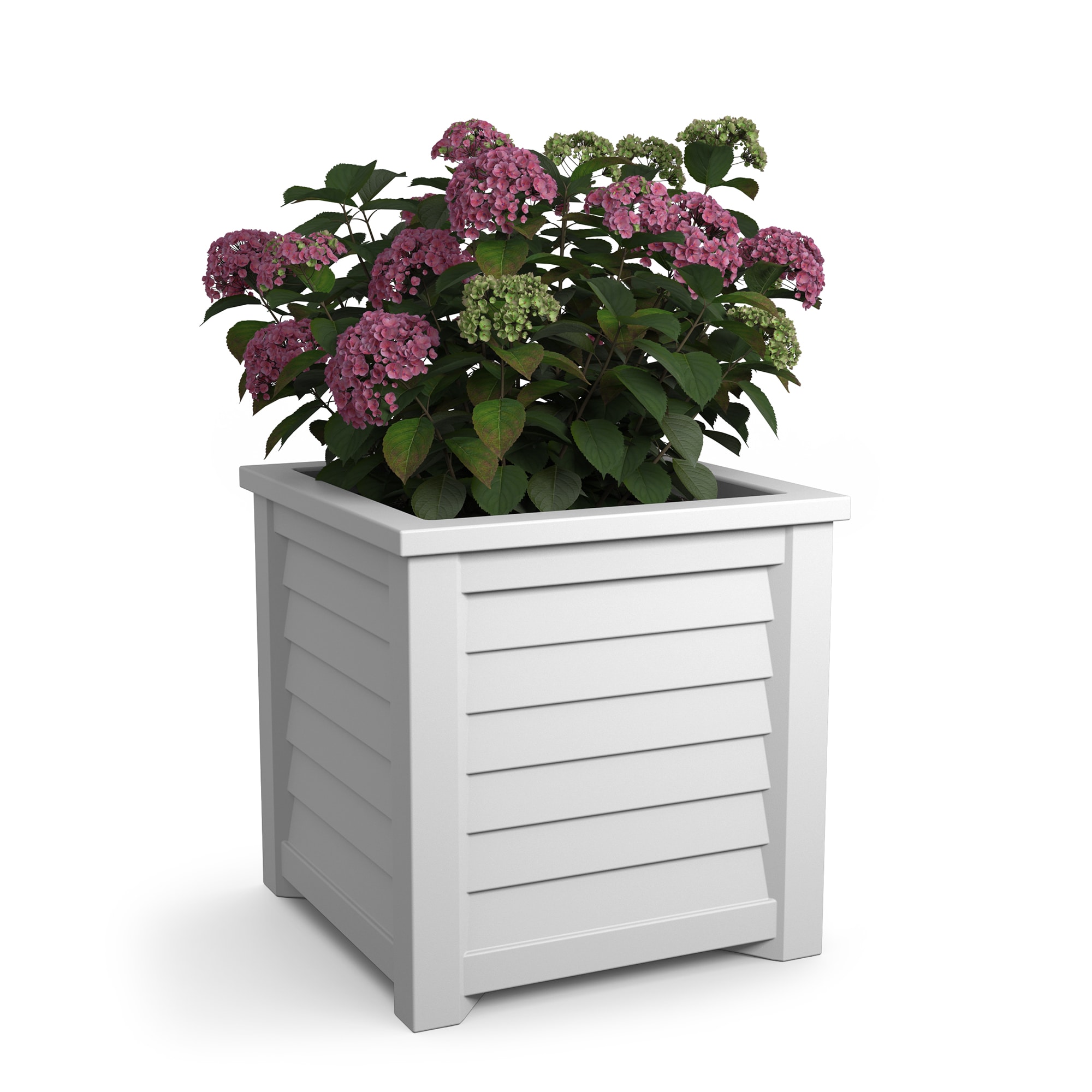 Mayne 5867-W Square 20.0-Inches W Large White Plastic Outdoor Planter with Drainage Holes with Self Watering