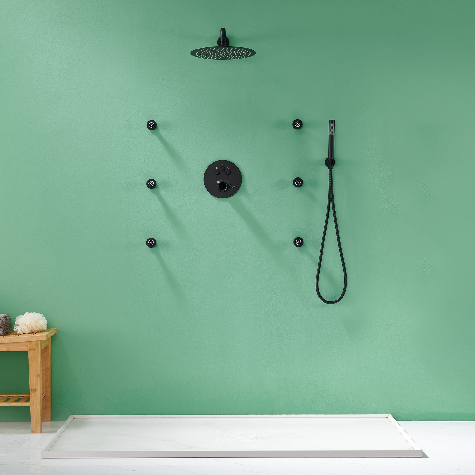 Mondawe WF6823-12MB Showerhead-Bar-Panels - View #3