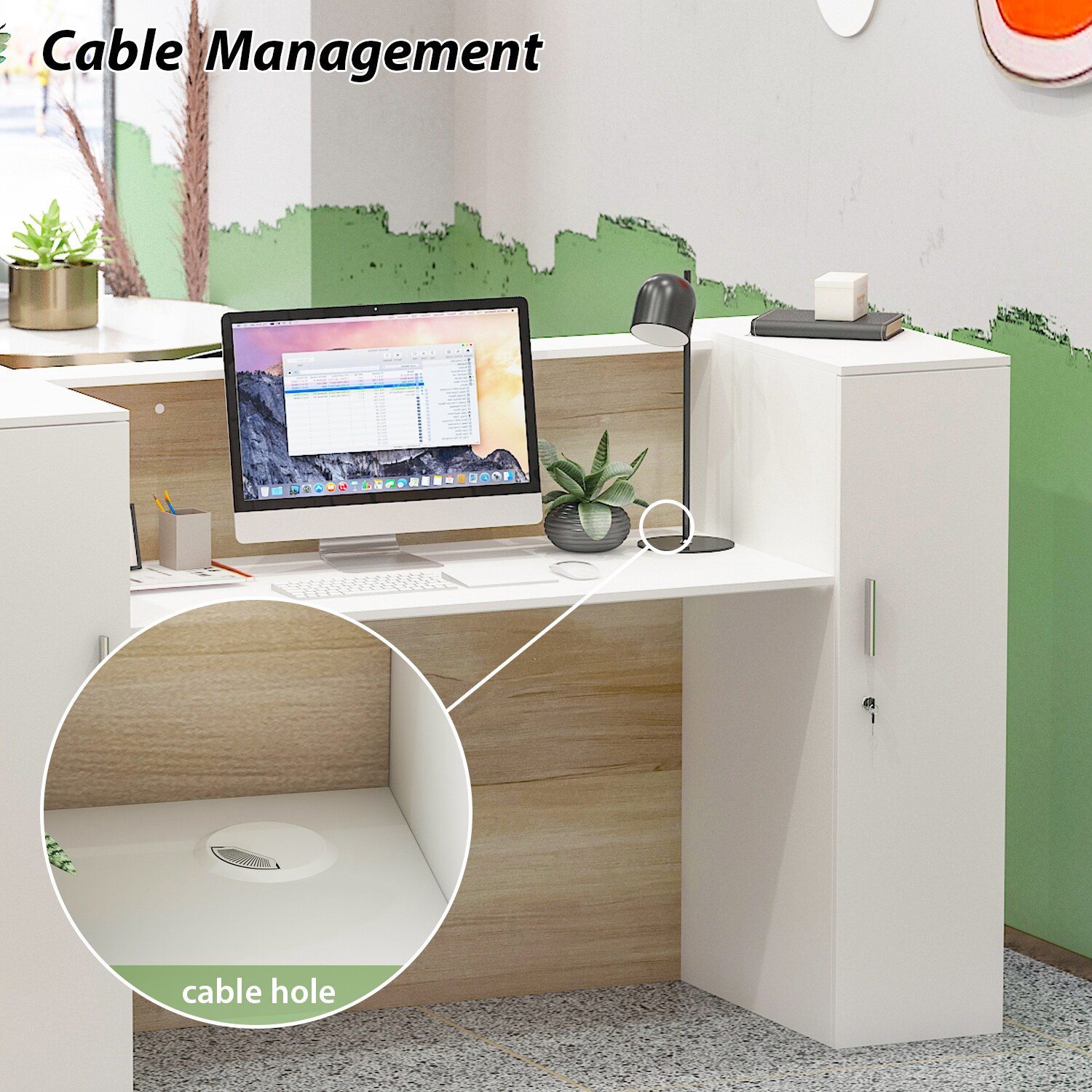 47.2 in.W Rectangle Black MDF Laptop Steel Legs Compyter Desk with 2-Cable Management Holes