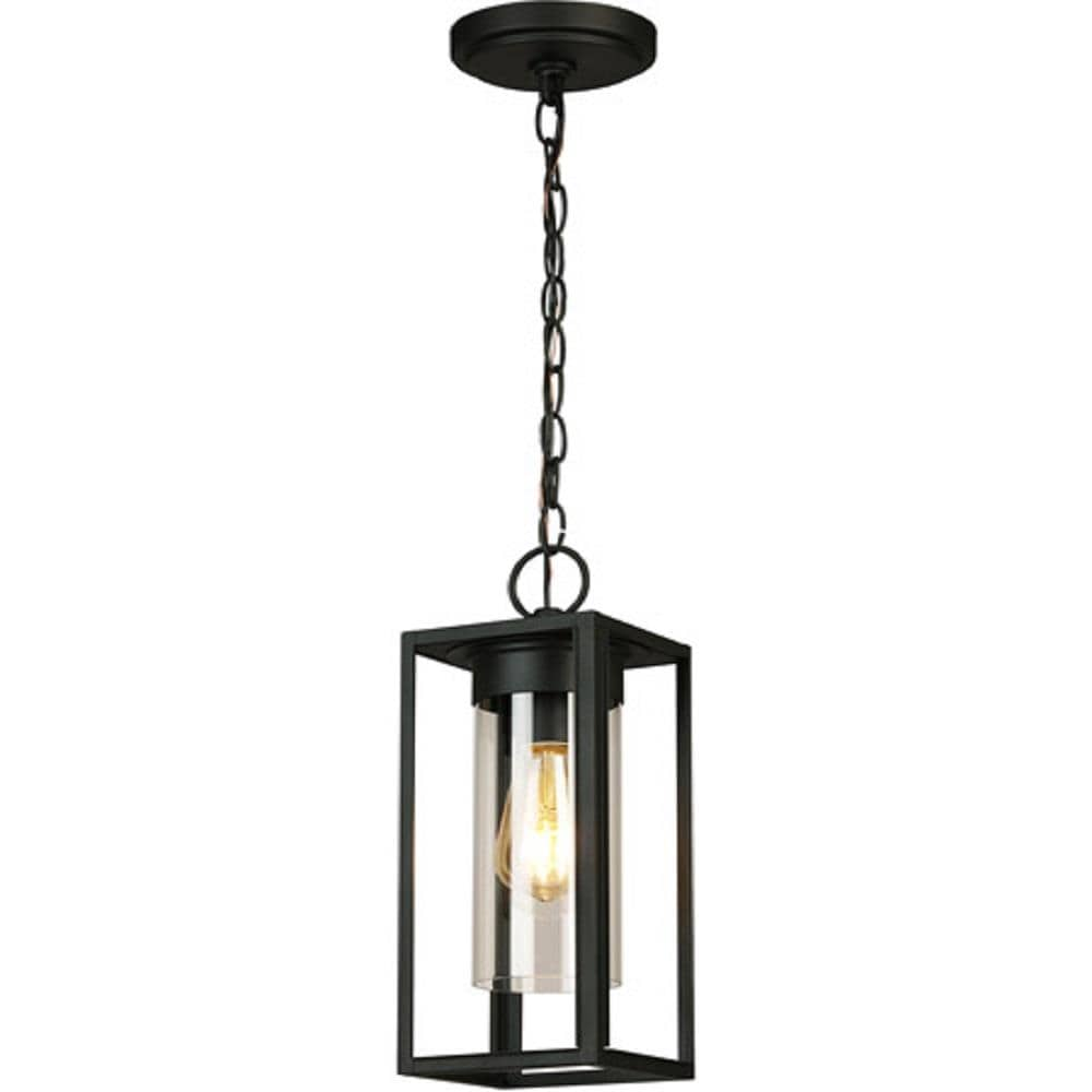 EGLO Walker Hill Black Transitional Clear Glass Lantern Medium Outdoor ...