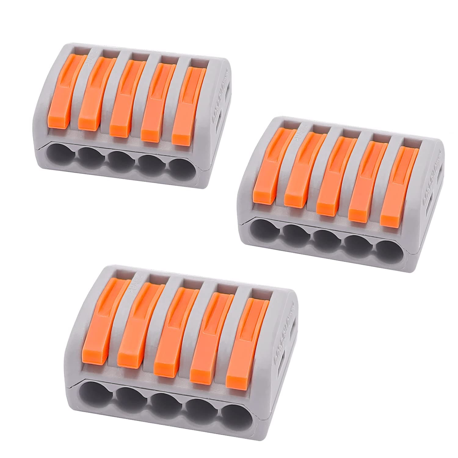 Afoxsos  25 Pcs 5 Port Lever Nut Conductor Compact Wire Connectors for Multiple Wire Types Fast Connection Terminal PCT-215