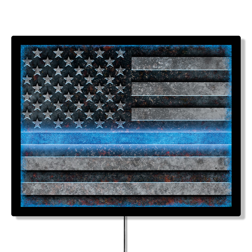 Desperate Enterprises LEDPOLICEFLAG Backlit LED Sign - Police Flag Natural 23-Inches H x 18-Inches W Vintage/Retro Sign