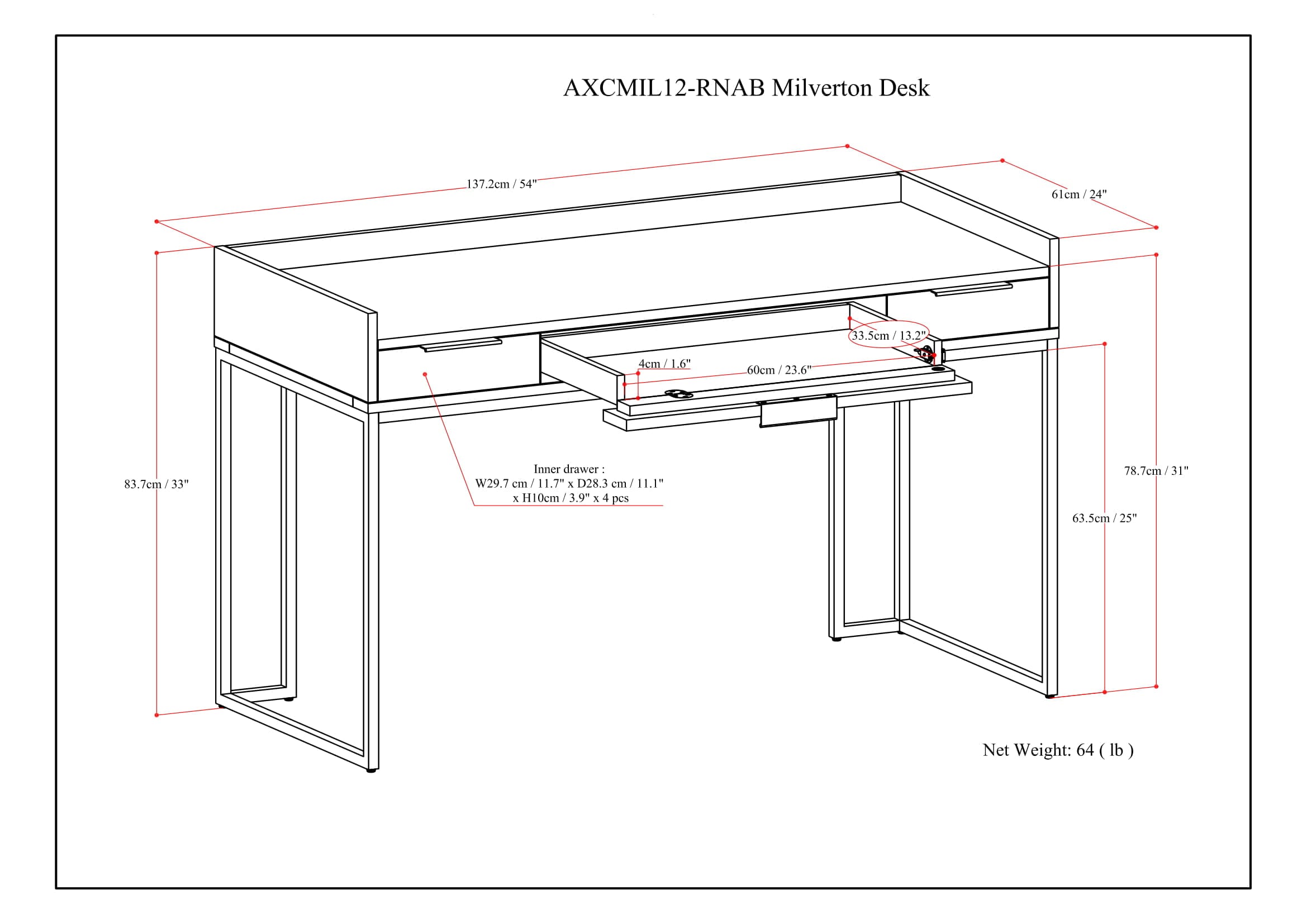 Simpli Home AXCMIL12-RNAB desks - View #8