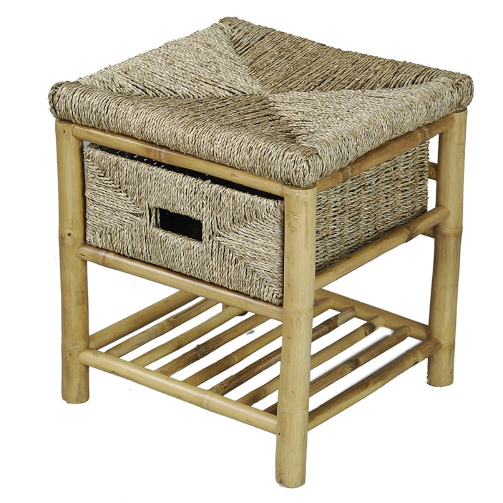 HomeRoots 294784 Shelly Brown Bamboo Foot Stool