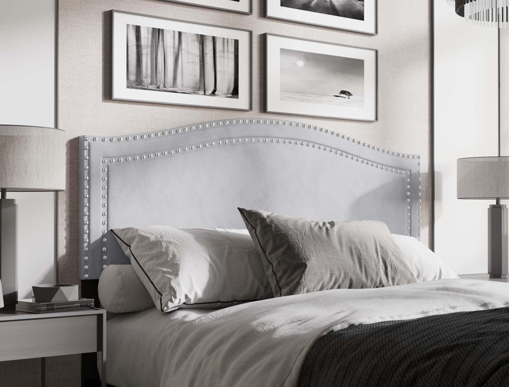 CasePiece C8374TUHB-SGY-VV Silver Grey Twin Velvet Upholstered Headboard