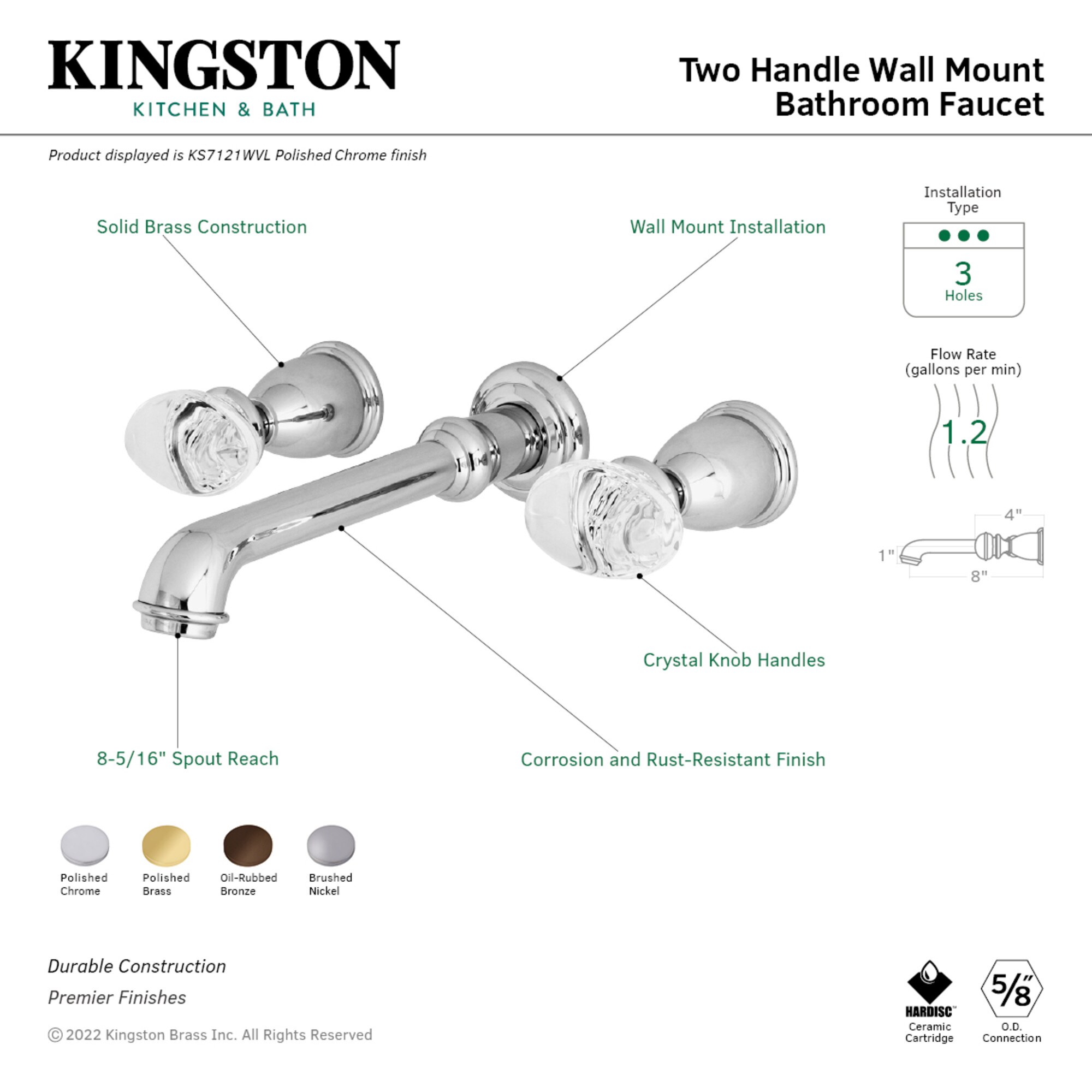 Kingston Brass WLKS7122WVL Lavatory-Faucets - View #2