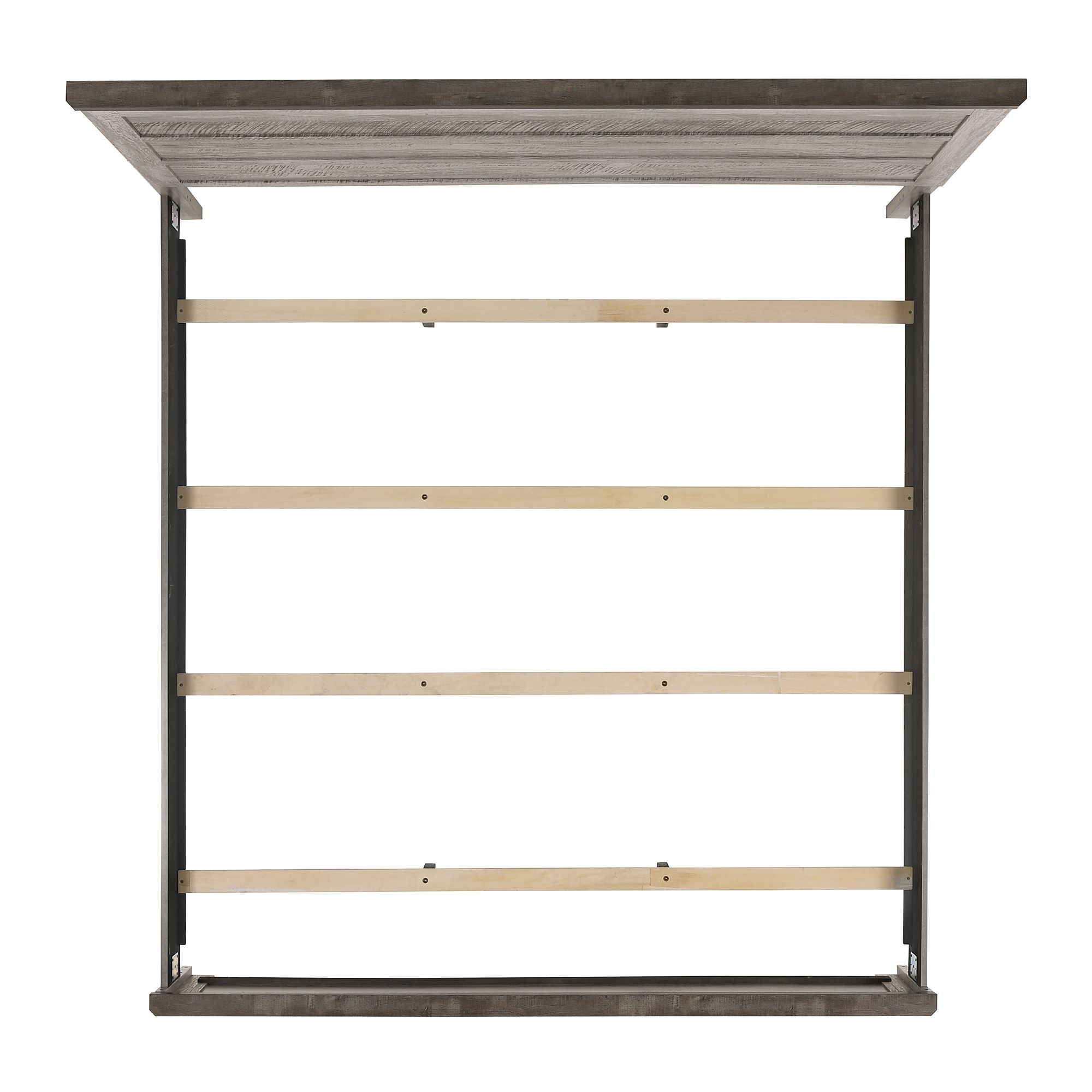 Rustic Gray King Wood Panel Bed with Headboard and Slats