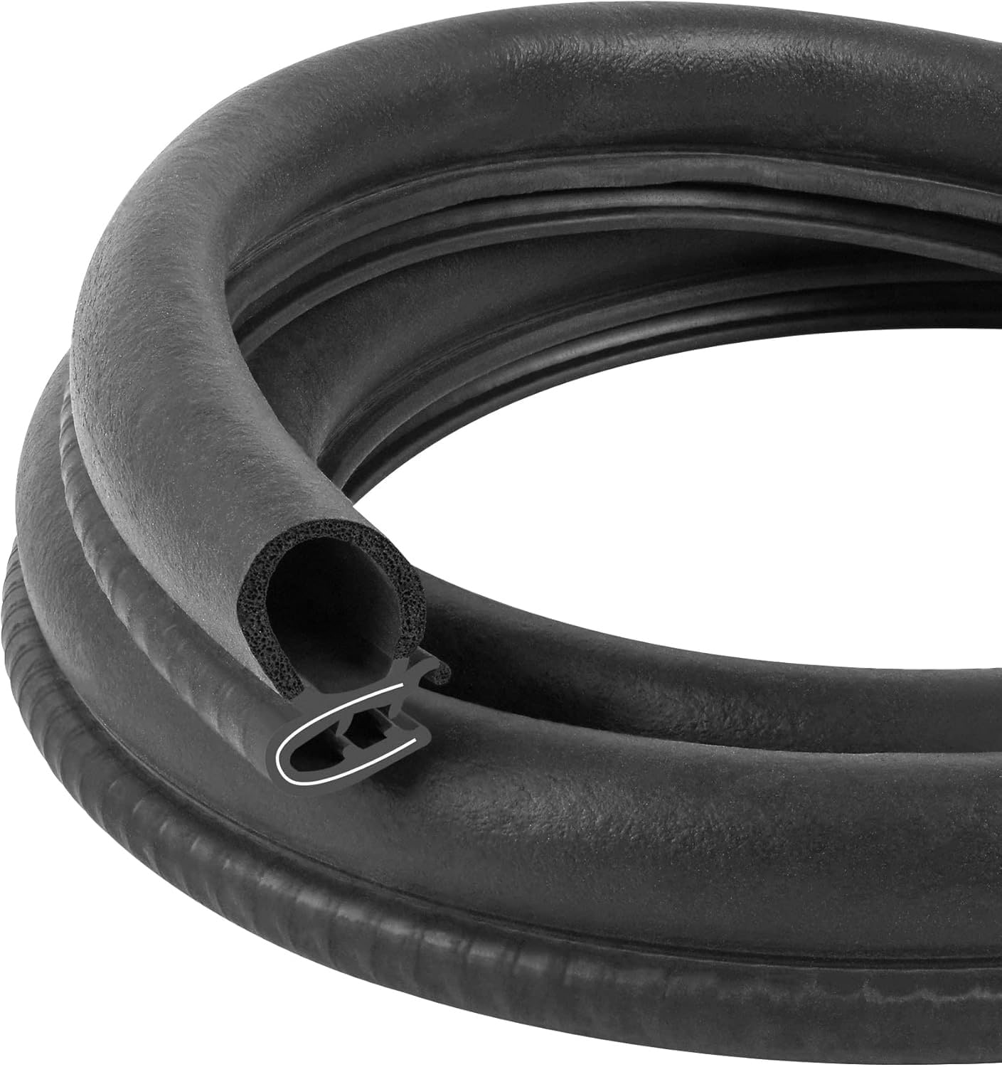 Etokfoks - 120 in x 0 67 in Exterior Black EPDM Rubber Automotive Door Weather Stripping Seal Tr...