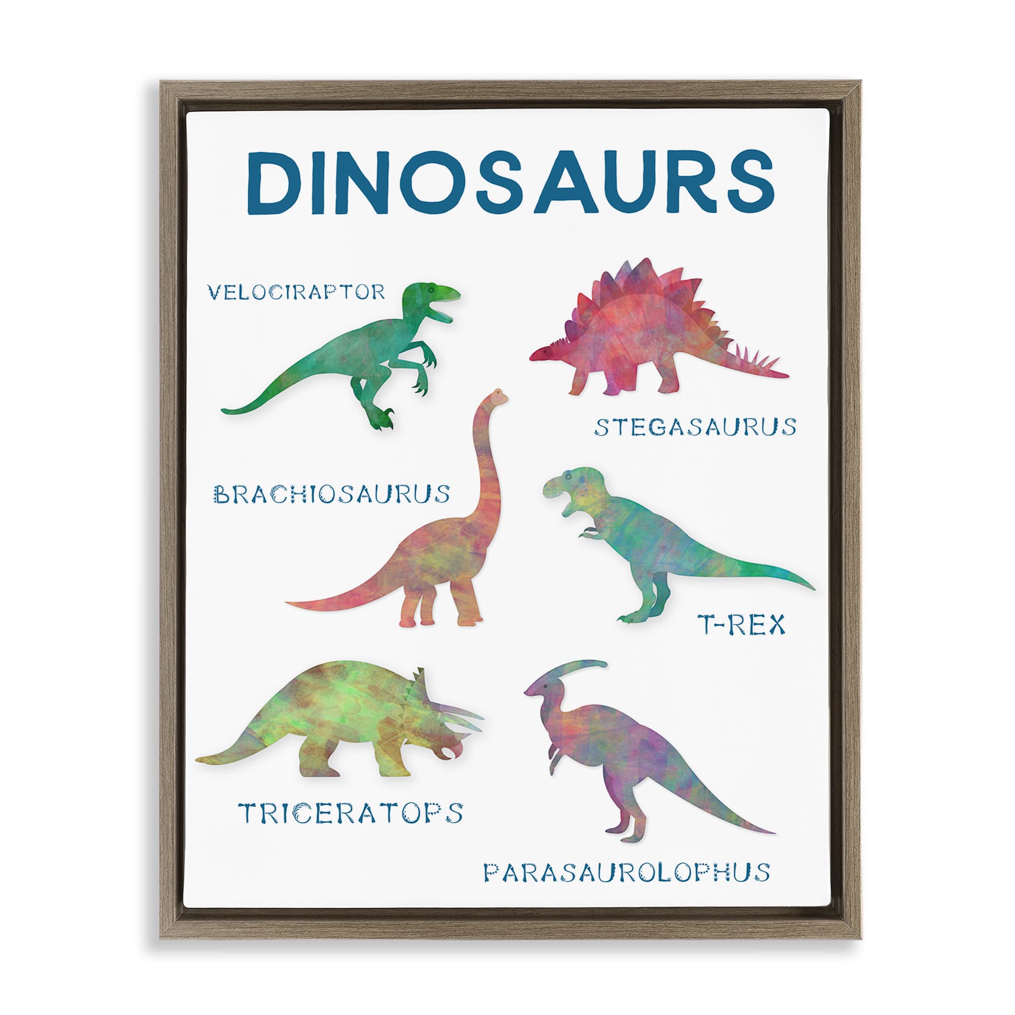 Stupell Industries BT-947-FFE-24X30 Simple Educational Dinosaurs Floating Frame design by CAD Designs