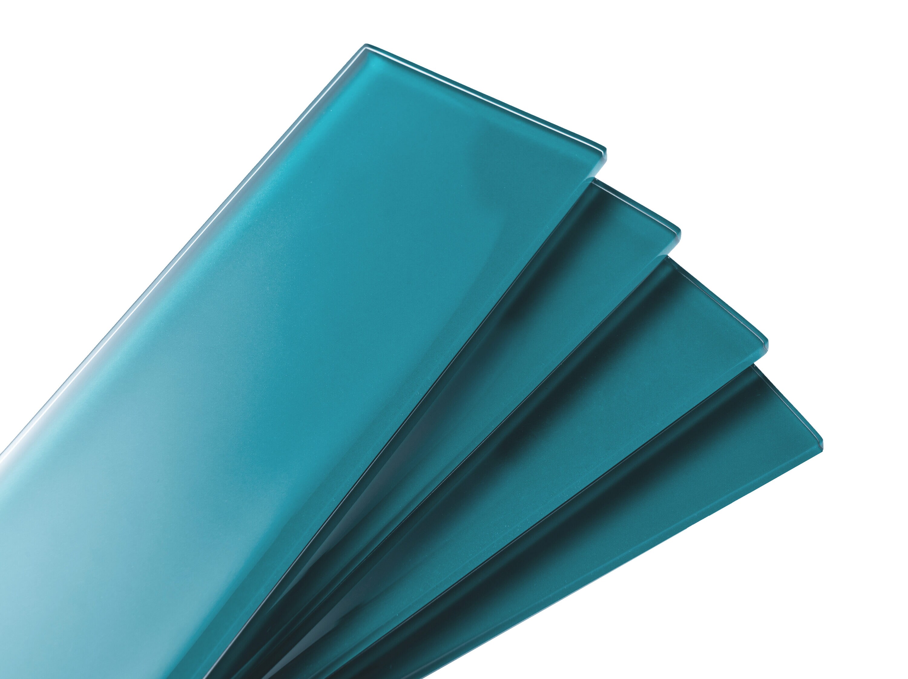 Giorbello (Sample) Teal 3-in x 9-in Glossy Glass Subway Wall Tile