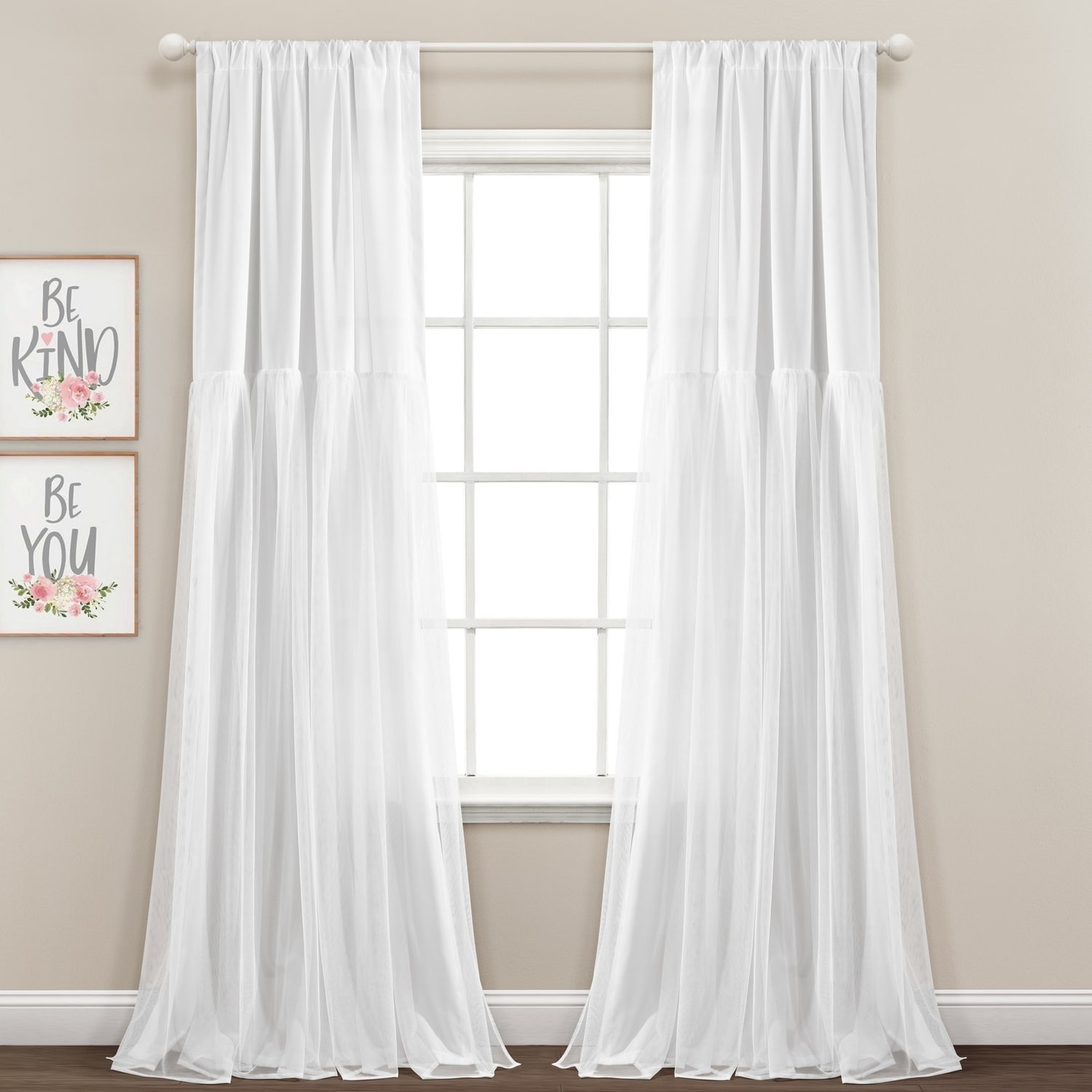 White Sheer Polyester Rod Pocket Window Curtains