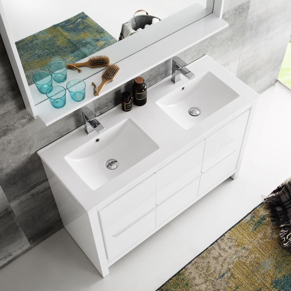 Fresca Bari 60-in Antique White Undermount Double Sink Bathroom Vanity ...