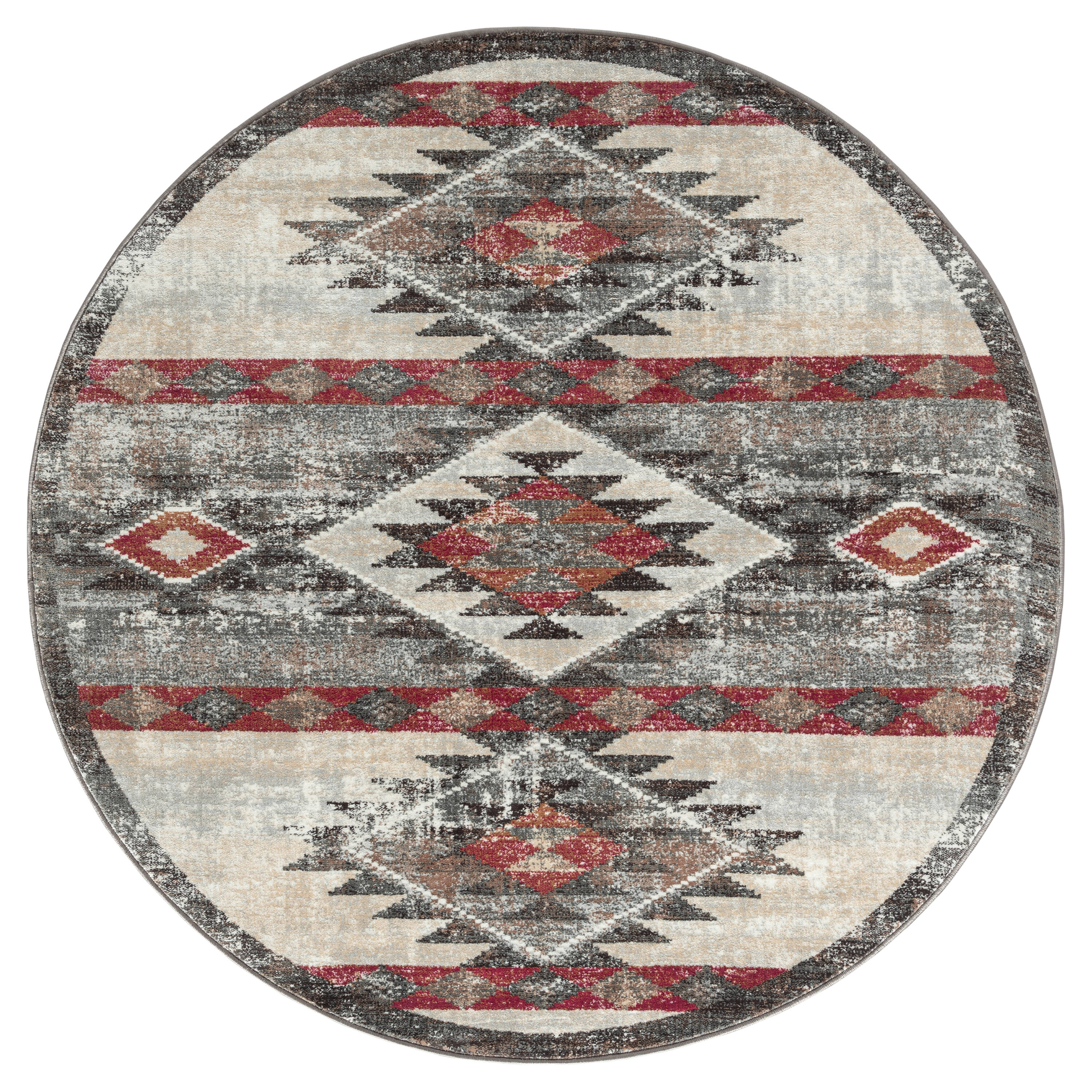 allen + roth Elisa 8 X 8 (ft) Gray Round Indoor Geometric Area Rug in the  Rugs department at