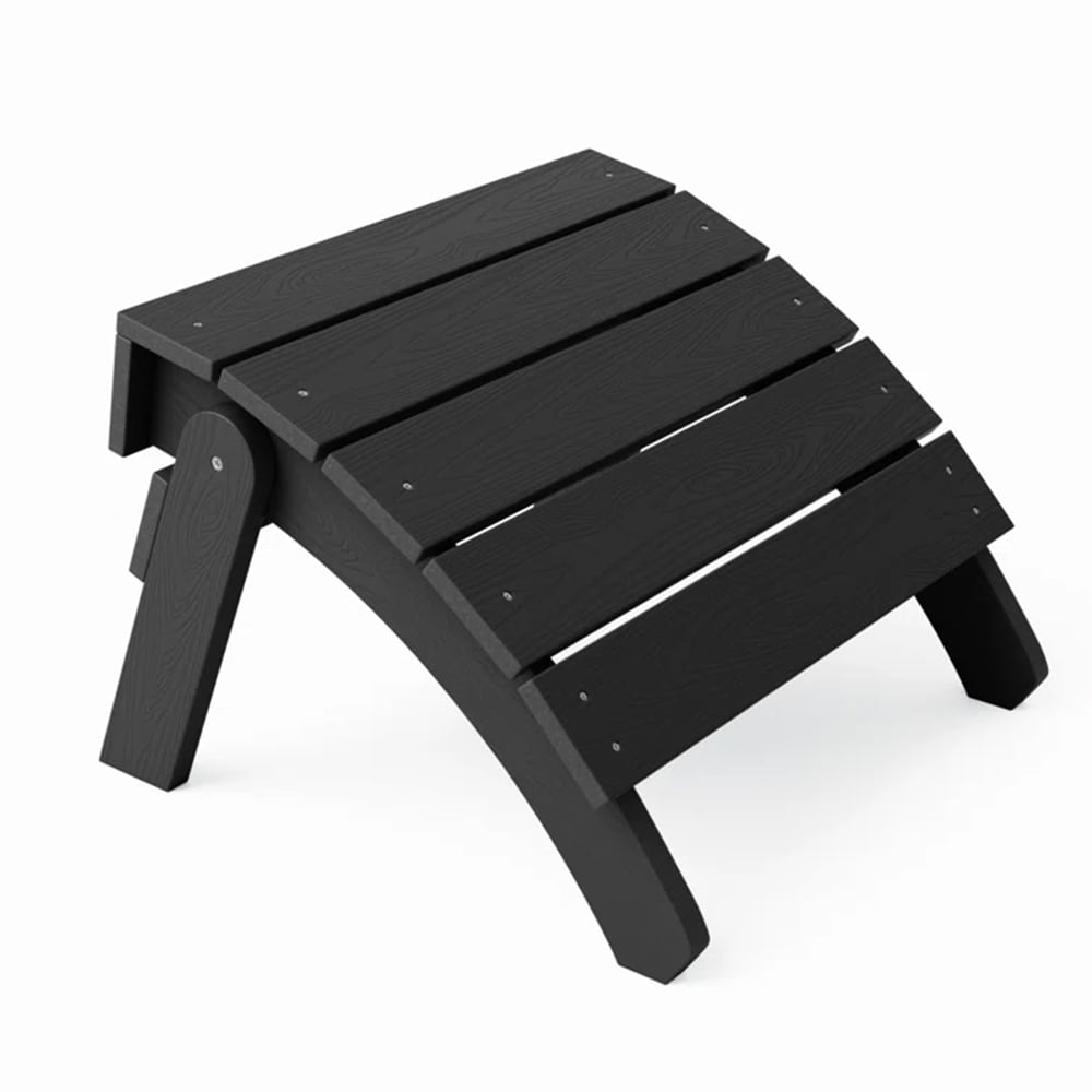 WINSOON JD7001 Black Folding Adirondack Ottoman Black Plastic Ottoman