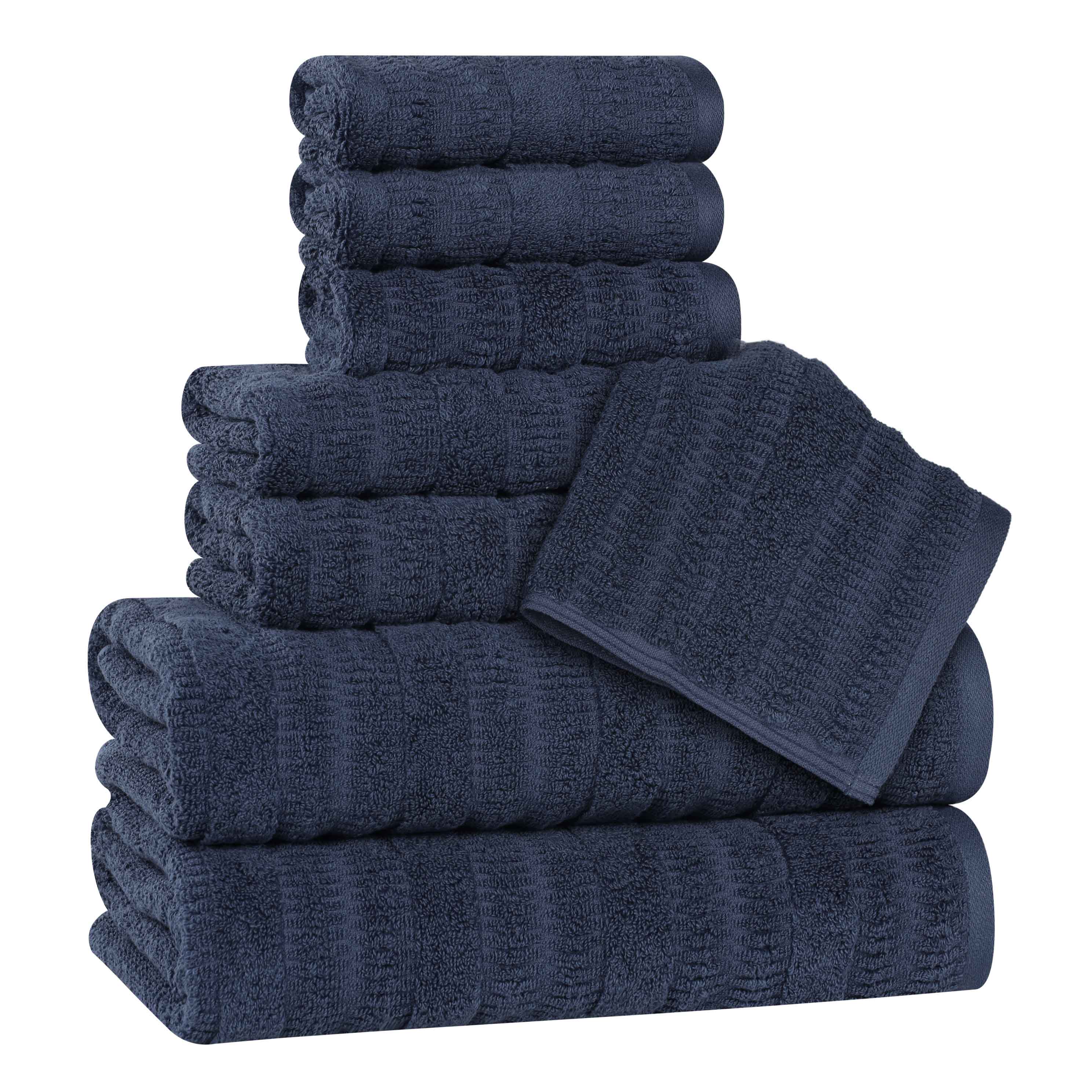 Slickblue Cotton Viscose Quick Dry Ribbed Bath Towel Set Bath Hand and Washcloth Towels for Home Bathroom Guest Bath Multiple Size and Color Options