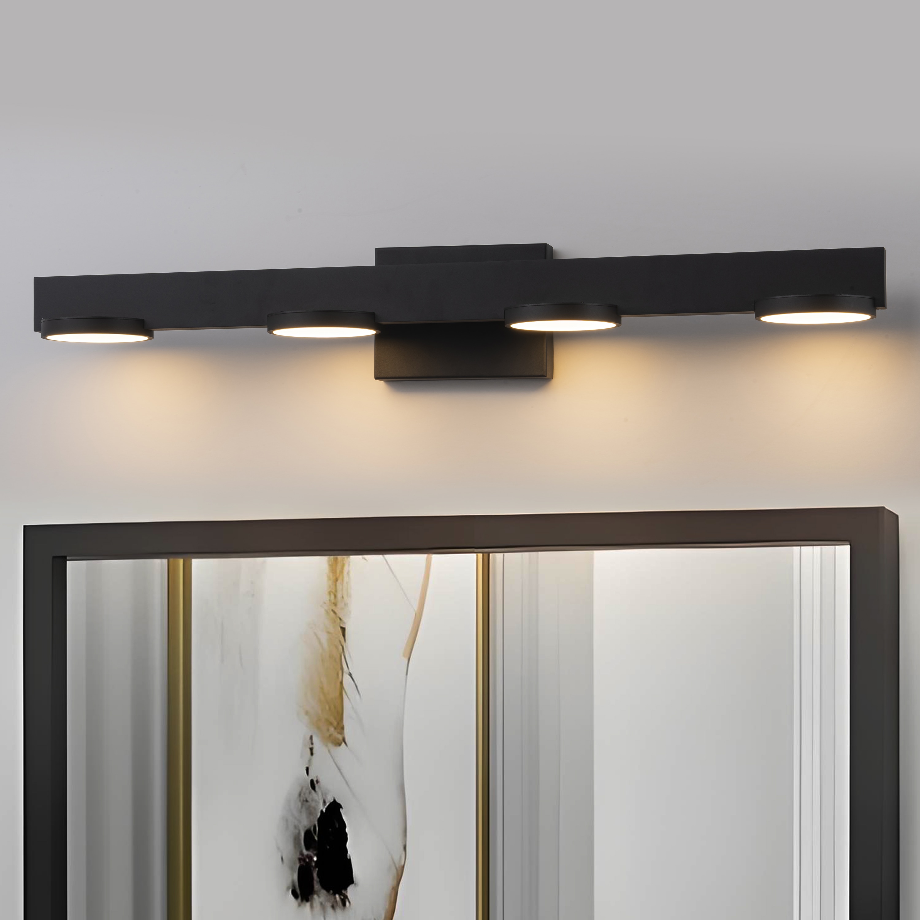 C Cattleya LLA2530-JES-4W 30-in 4 -Light Matte Black Integrated LED Modern/contemporary Vanity light