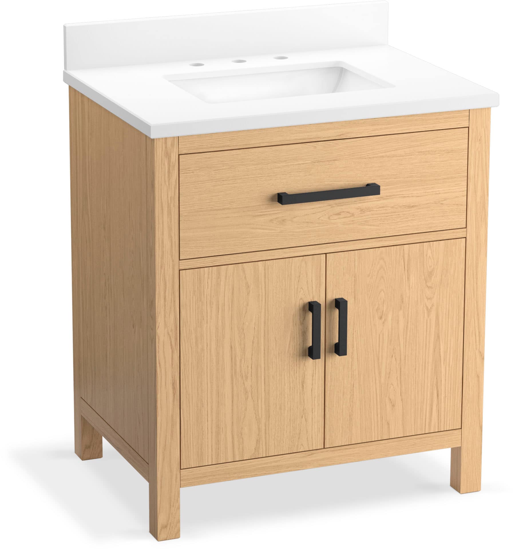 KOHLER 40638-BD1-WEK Kresla 30-in Light Oak Undermount Single Sink Bathroom Vanity with Pure White Quartz Top