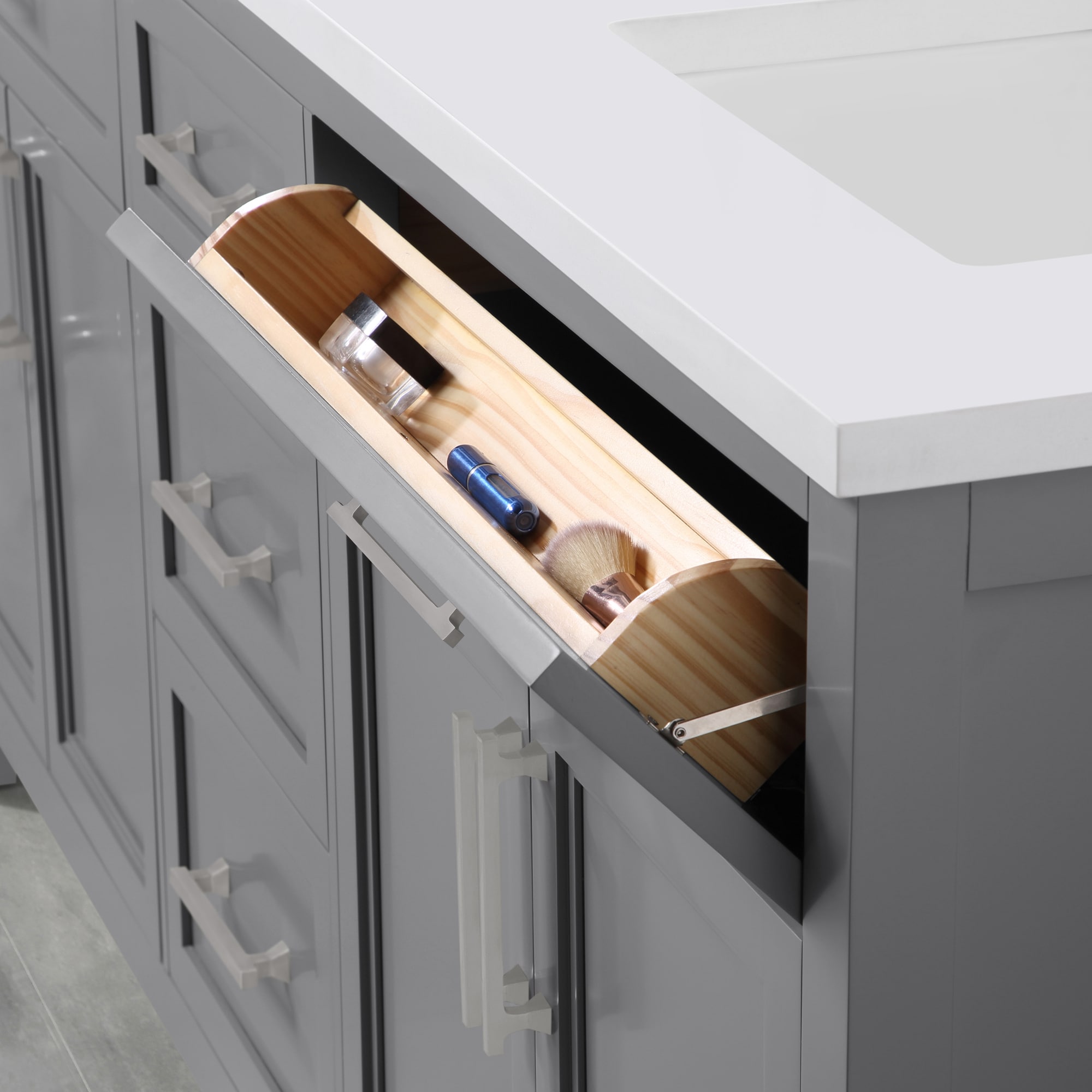 allen + roth Brinkhaven 72-in American Gray Undermount Double Sink ...