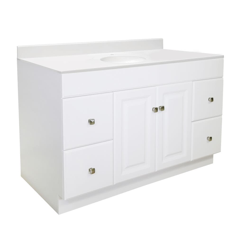 Design House 590836 Wyndham 48-in White Single sink Bathroom Vanity with Solid White Cultured marble Top