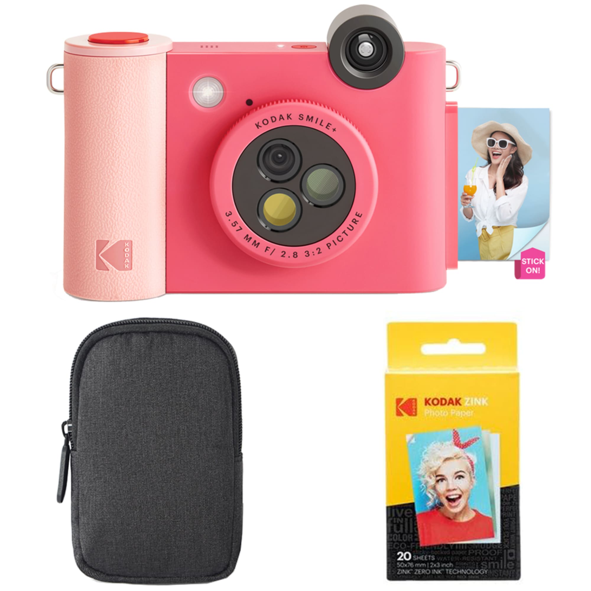 Kodak Smile Plus 10MP Digital Instant Print Camera Starter Bundle with Zink Photo Paper and Case - Fuchsia #AMZRODOSMPC1F