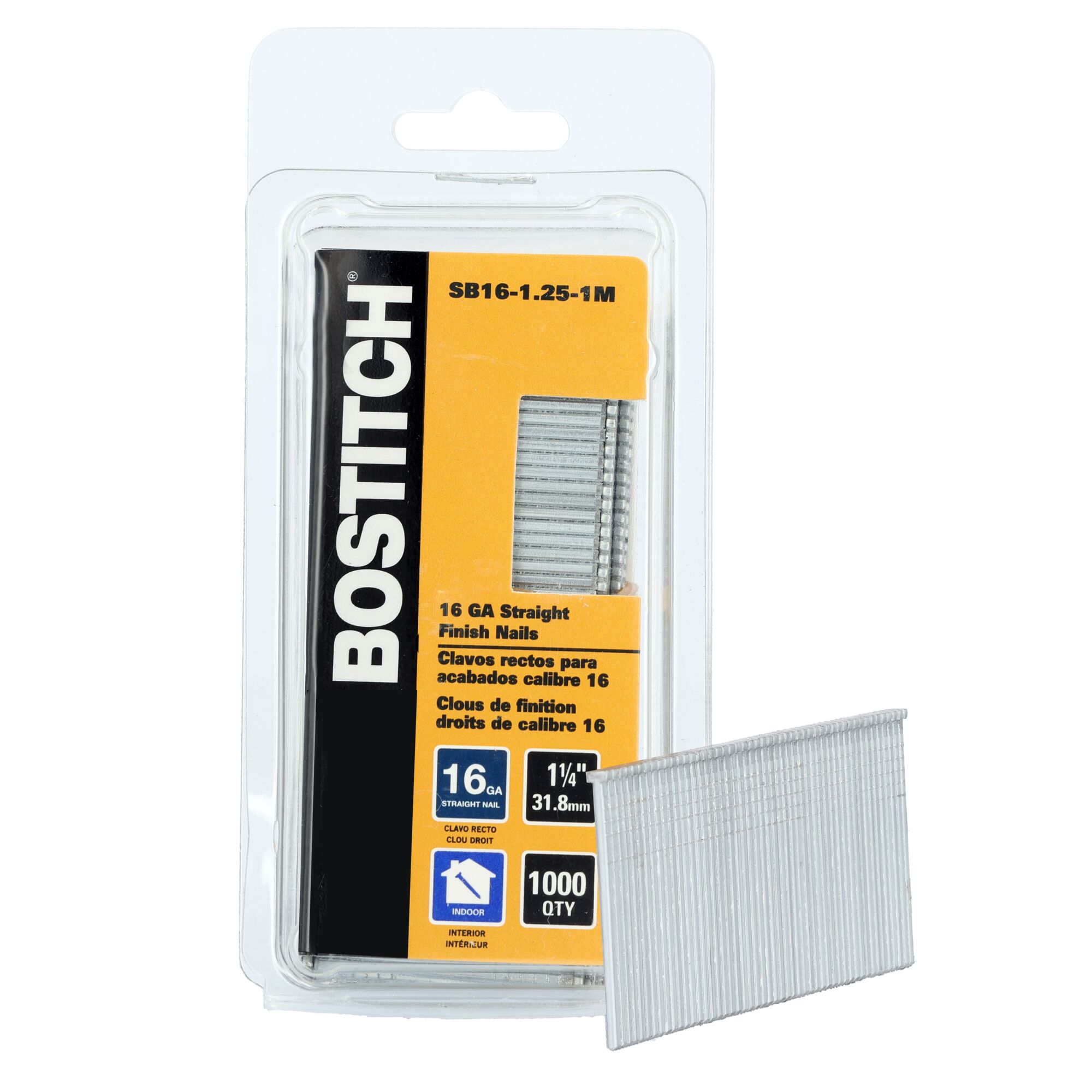 Bostitch SB16-1.25-1M 1-1/4-in 16 -Gauge 3d Straight Coated Collated Finish nails