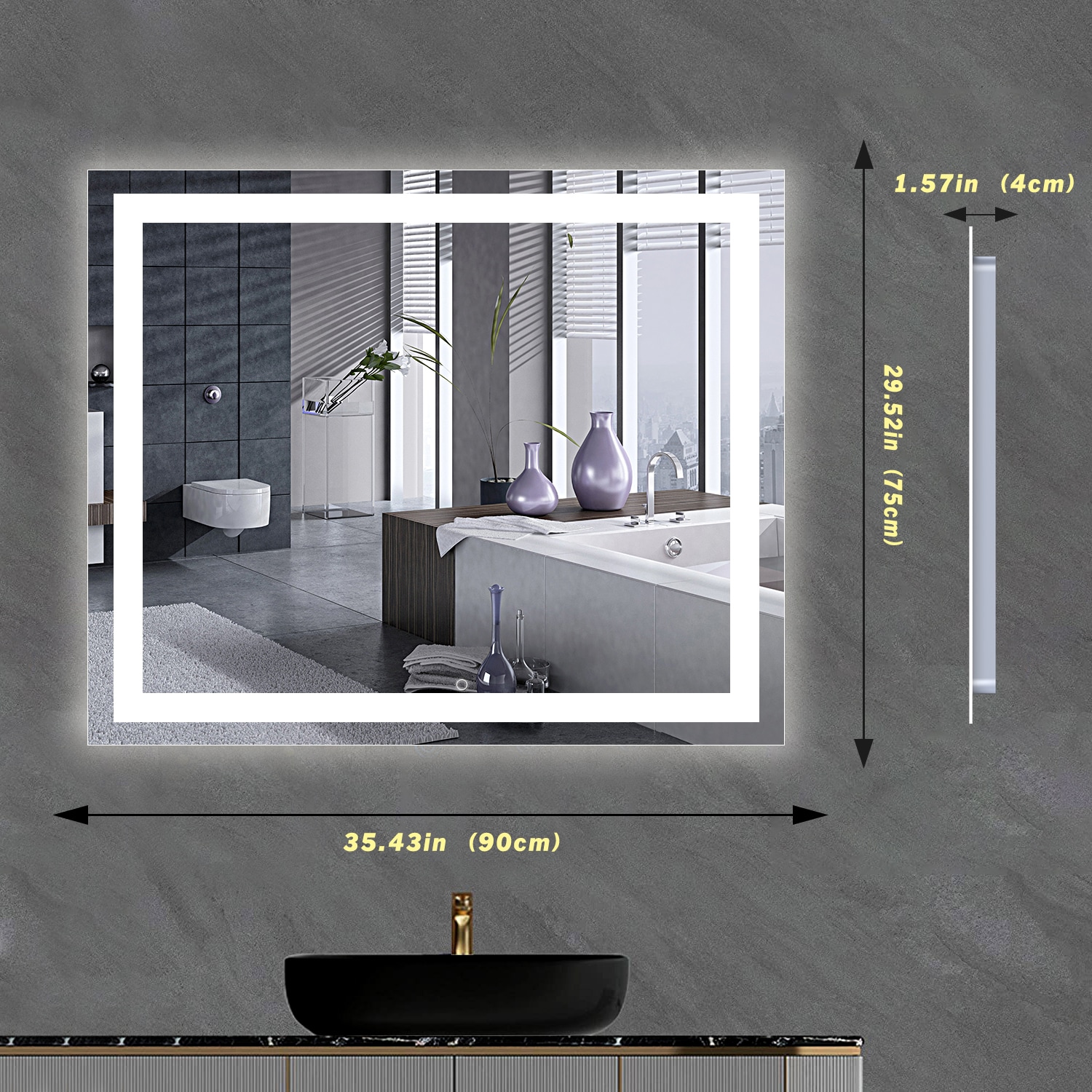 HomLux 1MA023630TD-OL Framed-Bath-Mirrors - View #4