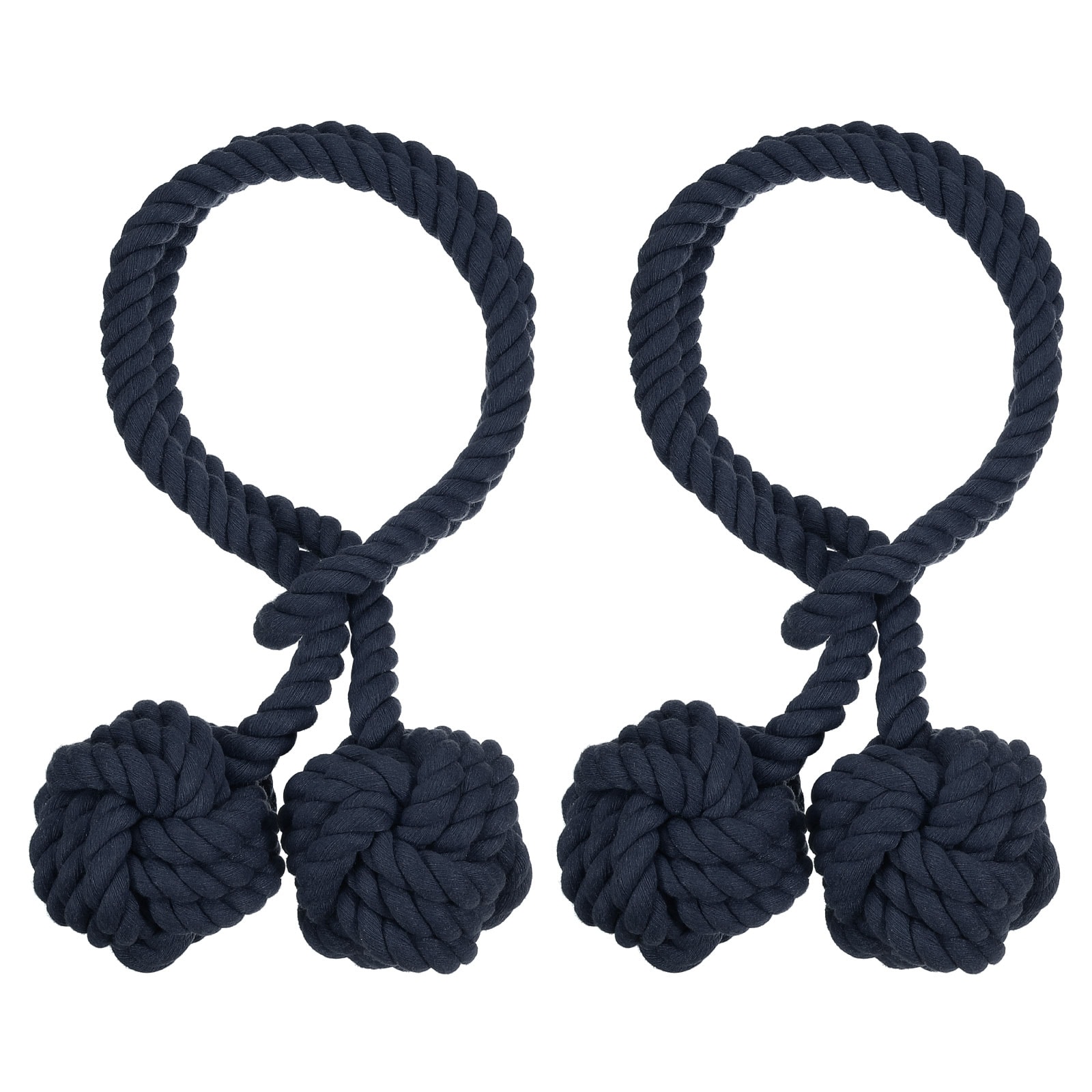 Unique Bargains - 2Pcs Curtain Tiebacks Rope Cotton Decorative Curtain Drapery Holdbacks with Dou...