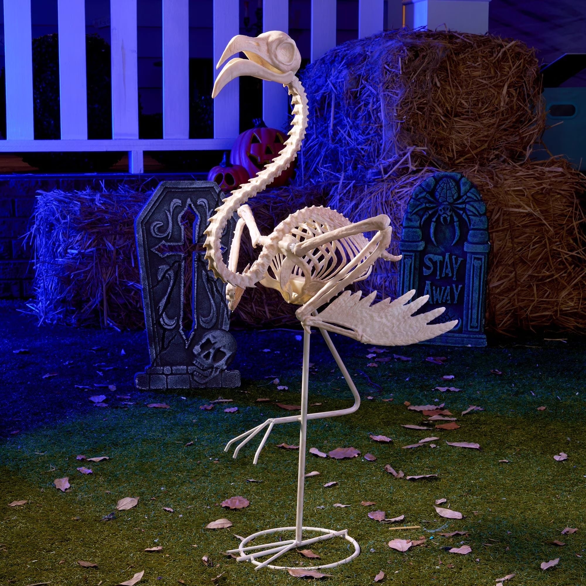 Joyfy  Flamingo Skeleton Halloween Decorations 27.6 Inch Tall Spooky Flamingo