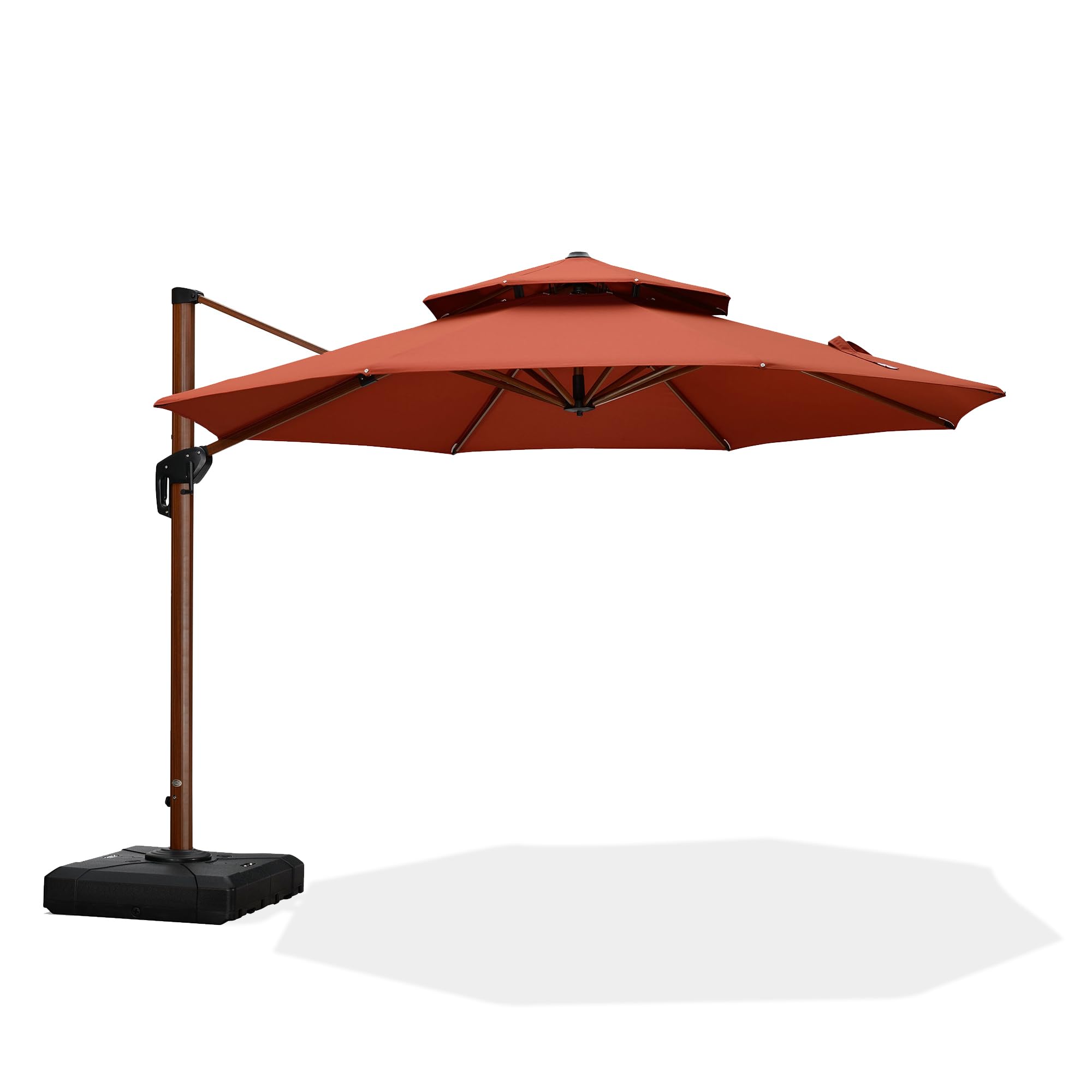 PURPLE LEAF LSGLRRM11-BR 11-ft Aluminum Red Crank Cantilever Patio Umbrella