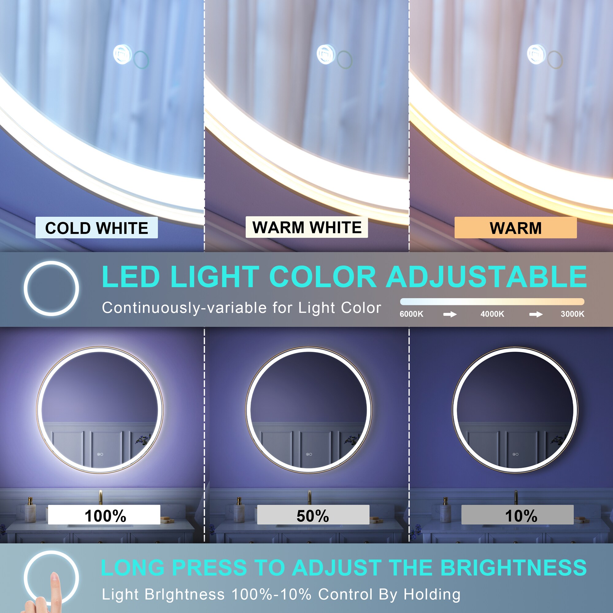 WELLFOR W9RD3232BG Framed-Bath-Mirrors - View #6