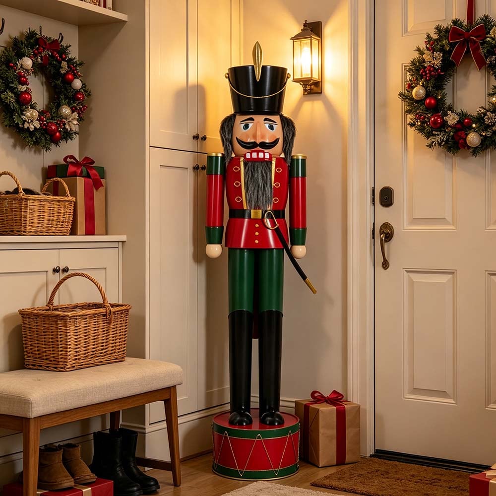 SereneVita 65.75 Inch Classic Iron Standing Soldier Nutcracker ...