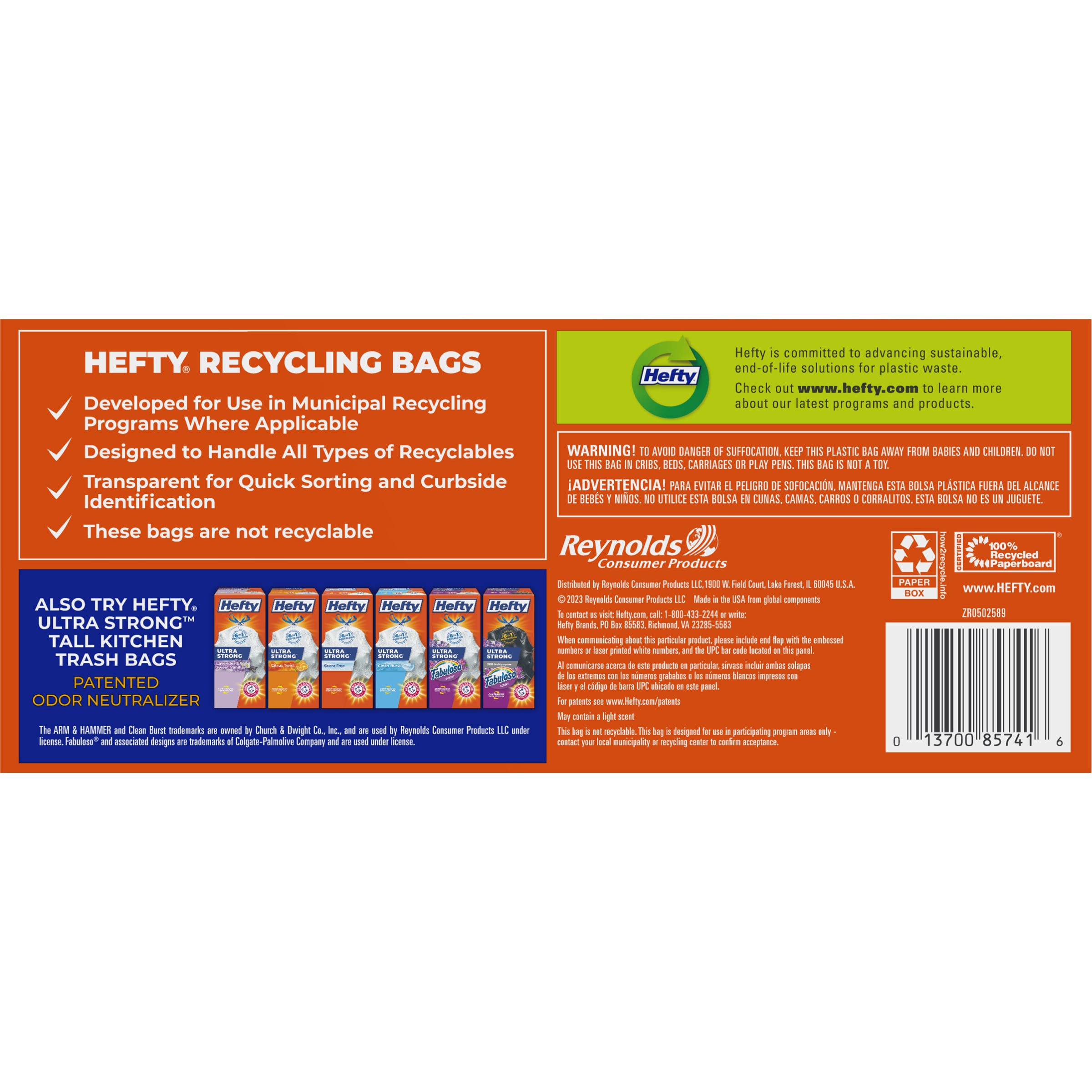 Hefty Recycling Trash Bags, Blue, 30 Gallon, 36 Count