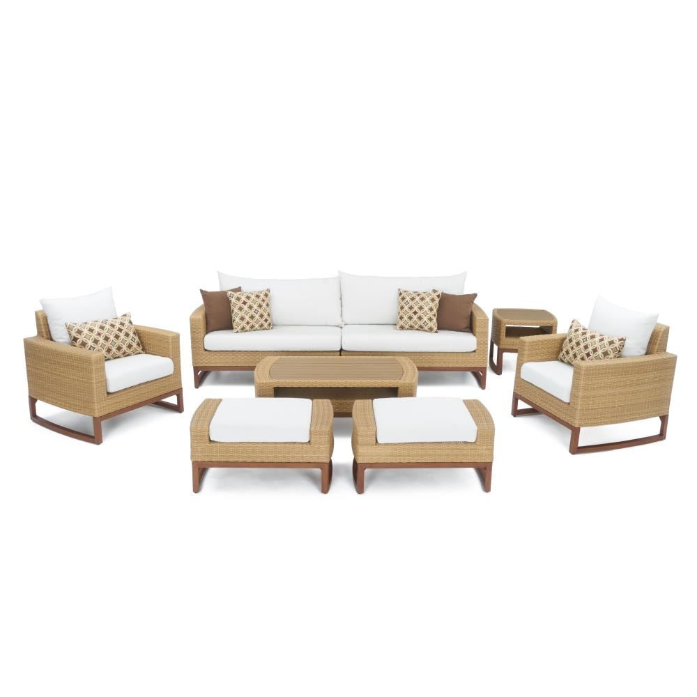 RST Brands Mili 8-Piece Wicker Patio Conversation Set with Off-white ...