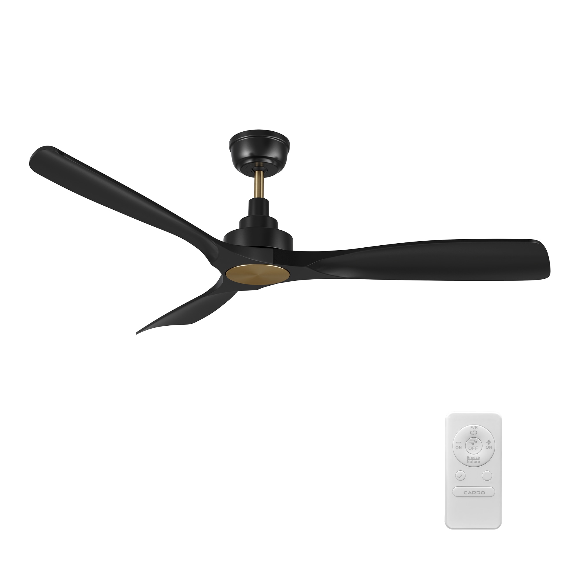 CARRO USA LCFR523A-N10-B2-1A Kilmory 52-in Black with Black Blades Ceiling Fan and Remote ( 3 -Blade )