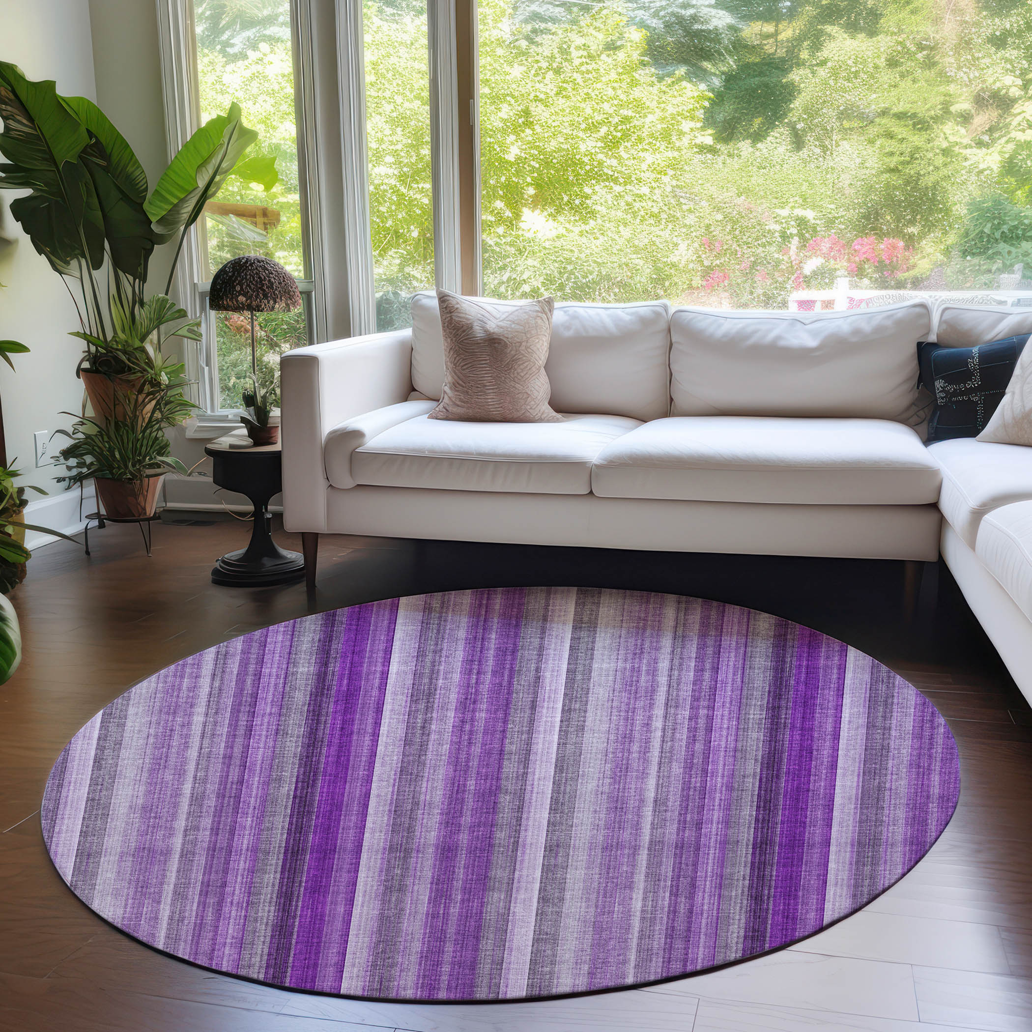 Addison Rugs ACN543PP8RO Chantille ACN543PP 8 x 8 (ft) Polyester Purple Round Indoor/Outdoor Geometric Machine washable Area rug