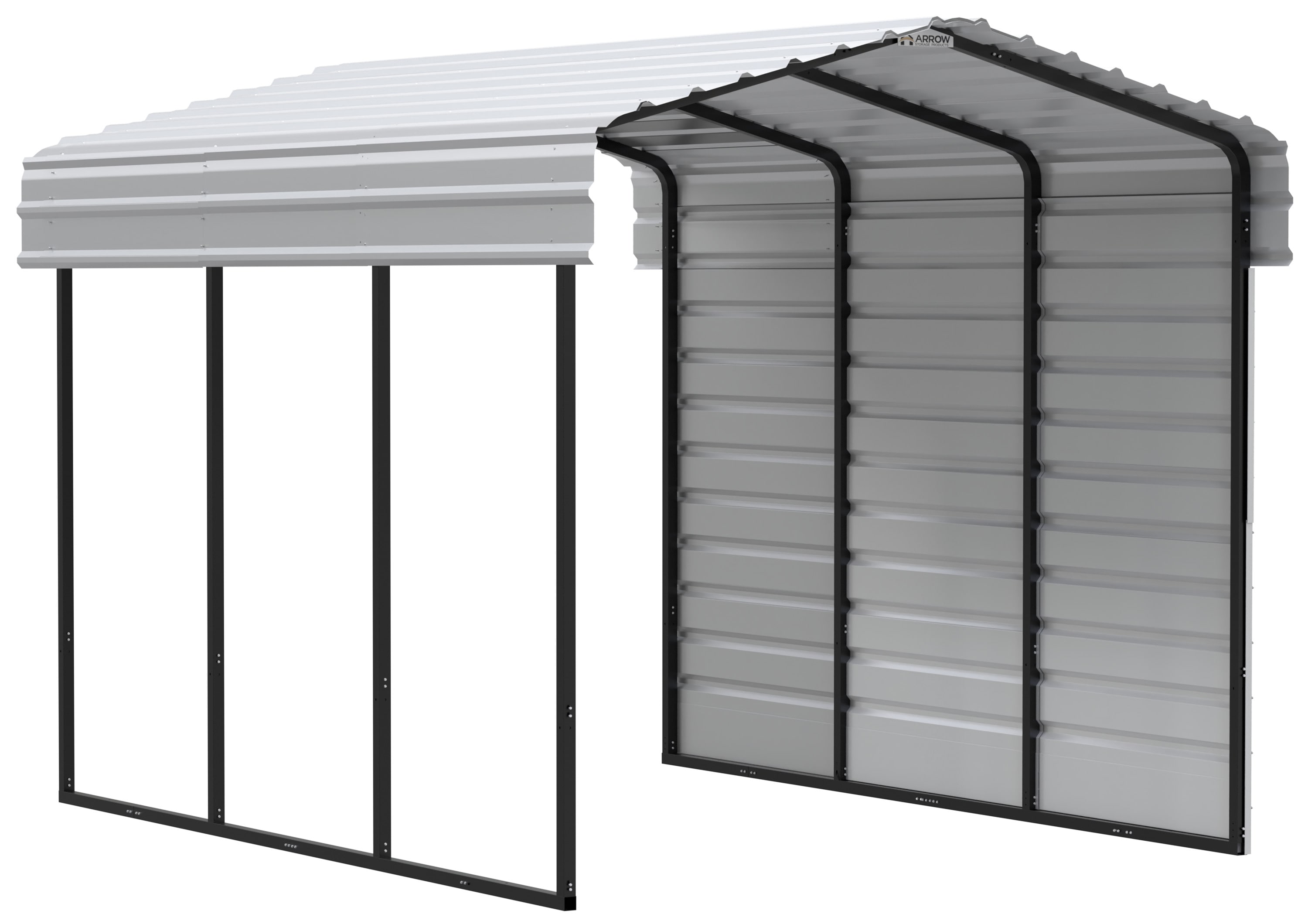 Arrow CPH101509ECL1 10-ft W x 15-ft L x 9-ft H Eggshell with 1 Side Wall Kit Metal Carport with Metal Roof