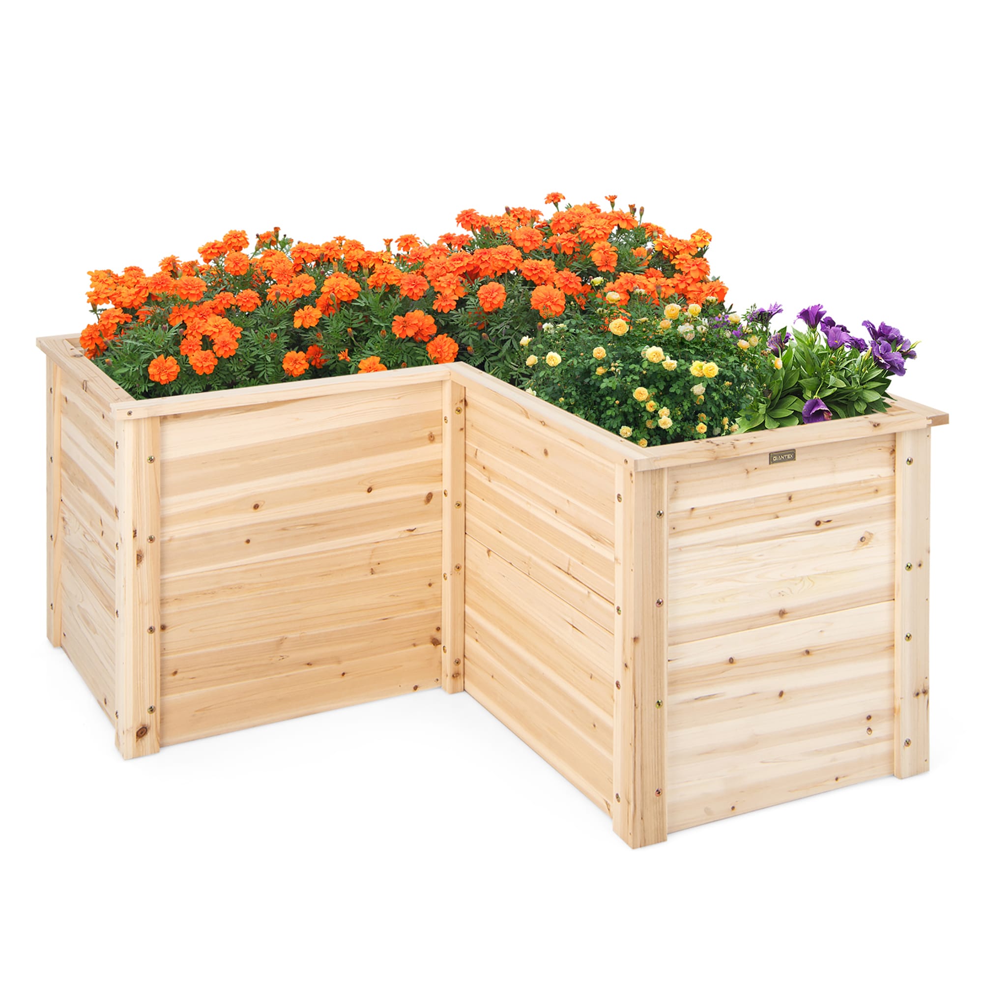 Costway LWS00555 47.5-in W x 47.5-in L x 24.5-in H Natural Wood Raised Garden Bed