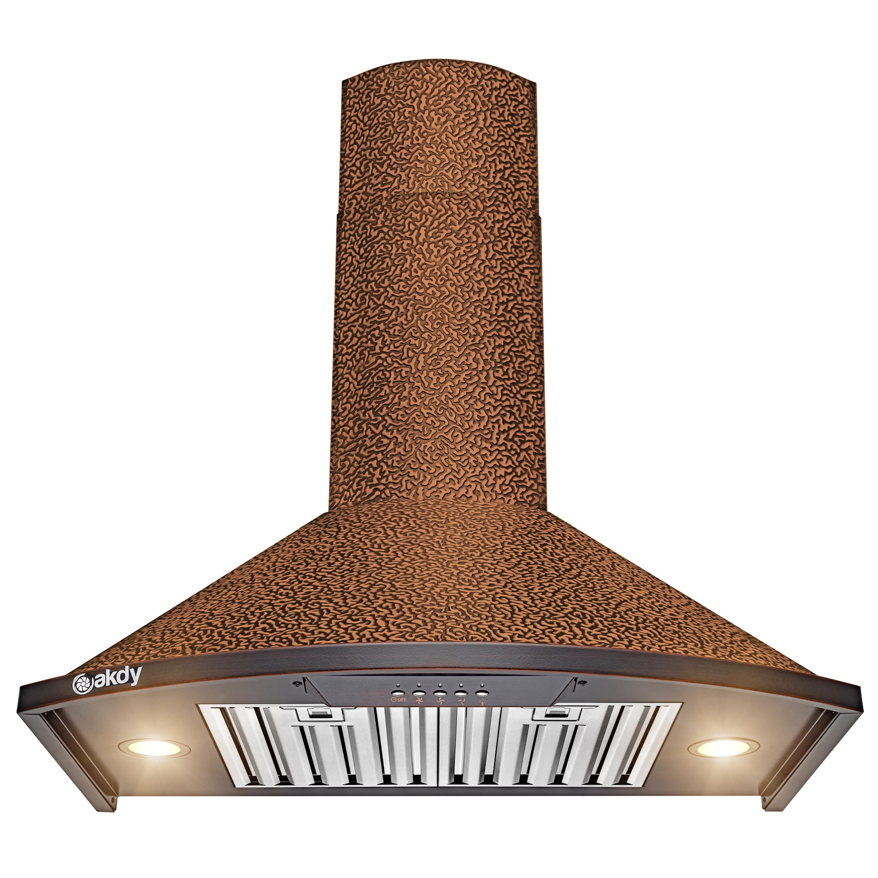 AKDY RH0378 30-in 343-CFM Convertible Modern Embossed Copper Wall-Mounted Range Hood