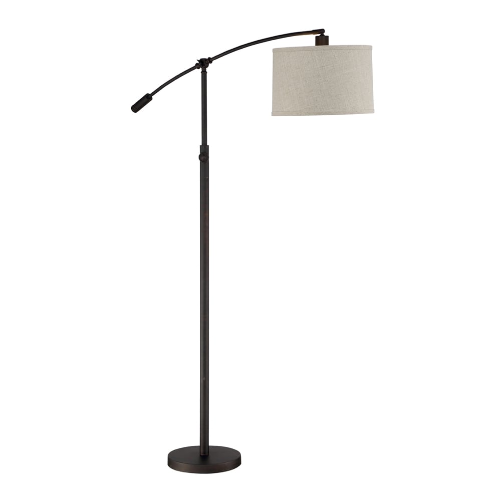 Adjustable Bronze 65" Steel Floor Lamp with White Fabric Shade