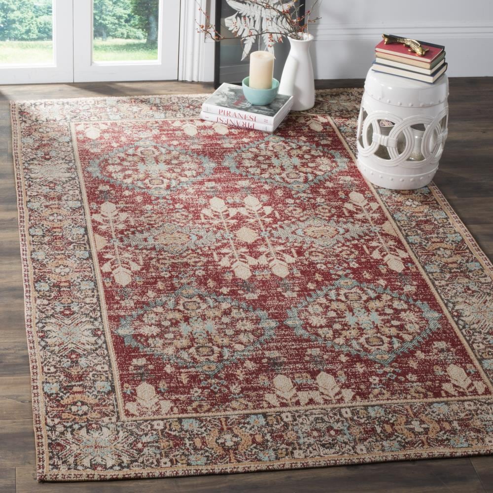 Classic Red and Multi 8' x 10' Wool and Viscose Area Rug