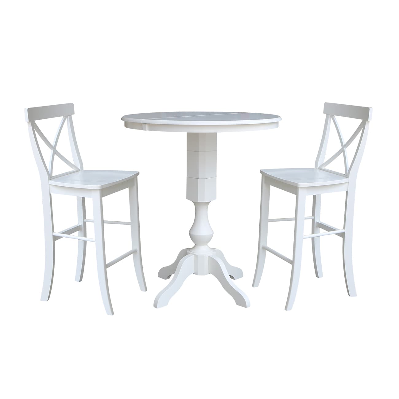 International Concepts K08-36RXT-11P-S6133 White Traditional Dining Room Set with Round Table (Seats 2)