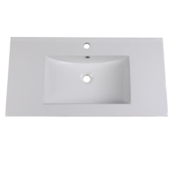 Fresca Torino Whites Ceramic Drop In, White Drop In Rectangular Bathroom Sink With Overflow